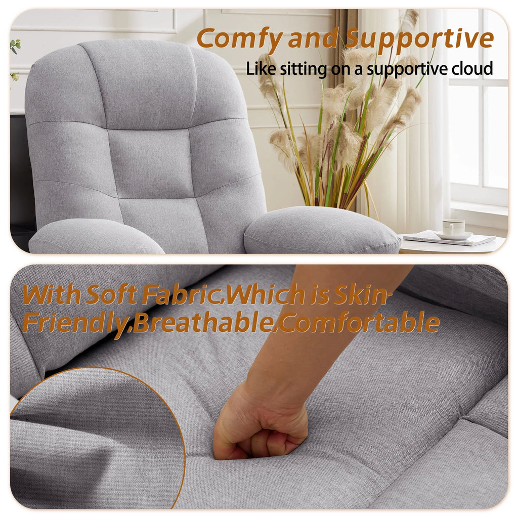 Korser Manual Swivel Rocker Recliner Chair for Living Room,Small Recliner Sofa for Small Spaces,Linen Fabric,Dark Black