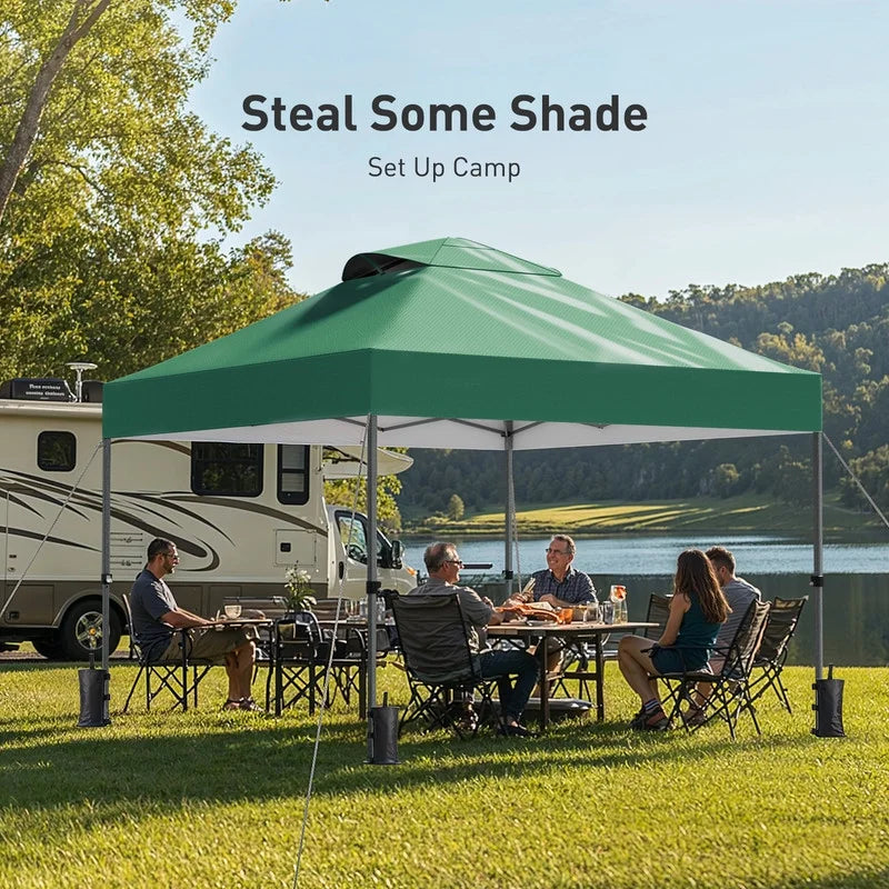 CHITOOMA 10 x 10ft Pop up Canopy Tent, Instant Outdoor Shelter Easy Portable Straight Leg Canopy Tent with Pockets Sidewall, White
