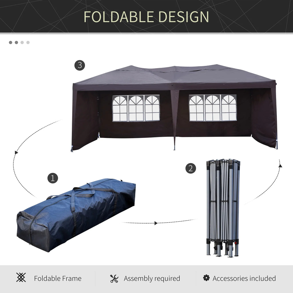 Outsunny 10' x 20' Pop Up Canopy Tent with 4 Sidewalls, Heavy Duty Tents for Parties, Outdoor Instant Gazebo with Carry Bag, for Outdoor, Garden, Patio, Blue