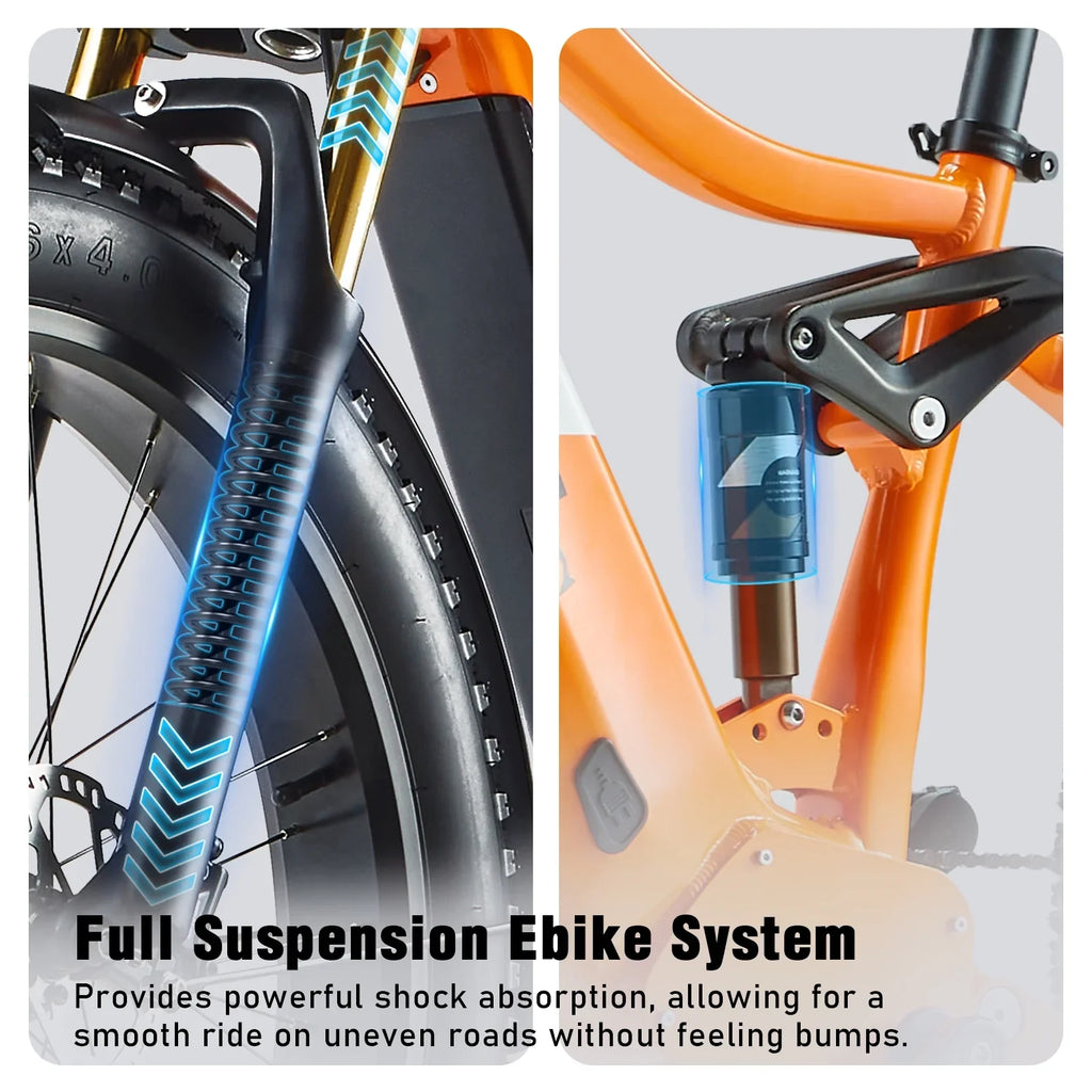 Electric Bike for Adults 26'', 1000W E-Mountain Bike 48V 30/20Ah UL2849 Removable Battery,Fat Tire Ebike up to 30MPH Off Road Beach Snow Electric Bicycles Full Suspension & Dual Hydraulic Disc Brakes