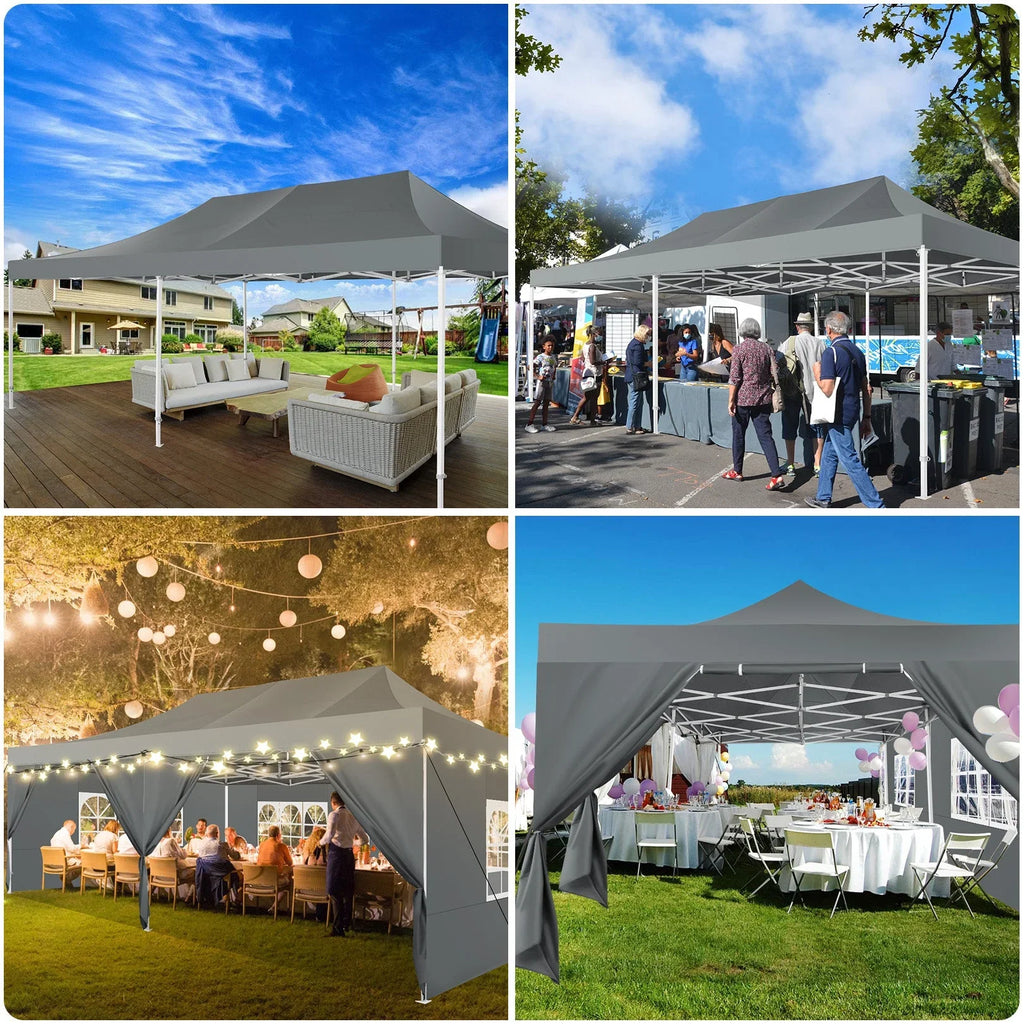 HOTEEL 10x20 Pop up Canopy with 6 Sidewalls Commercial Heavy Duty Canopy UPF 50+ All Weather Waterproof Outdoor Wedding Party Tents Gazebo with Roller Bag, Khaki