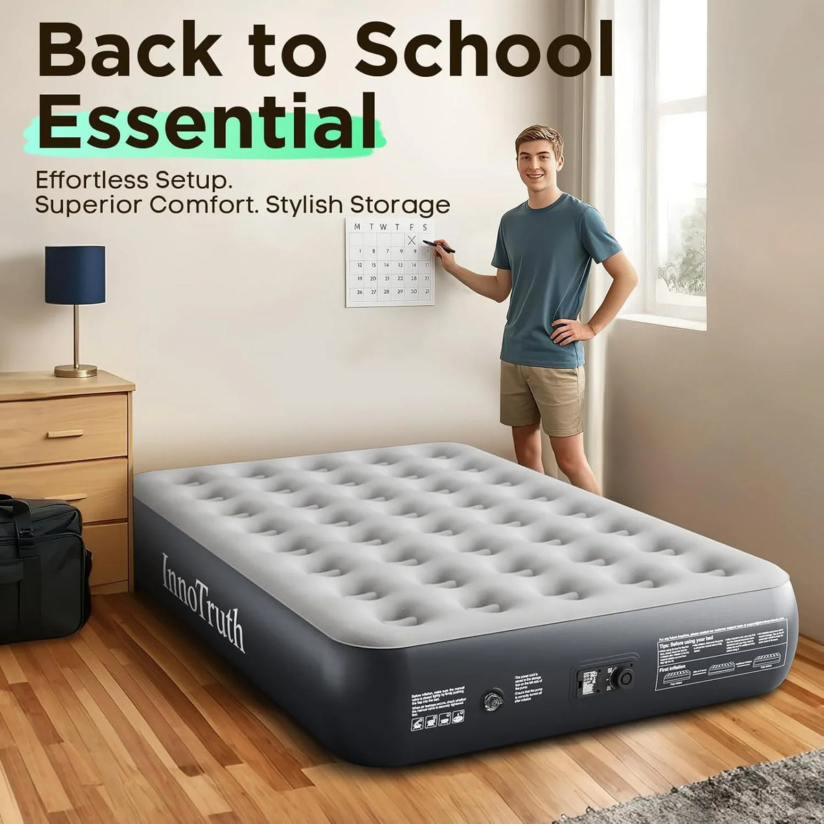 Camping Air Mattress Bed, Full Size with Built in Pump