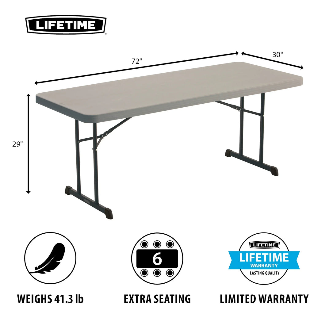 Lifetime 6 ft. Rectangle Folding Table, Indoor/Outdoor Professional Grade, Putty Set of 4 (480126)