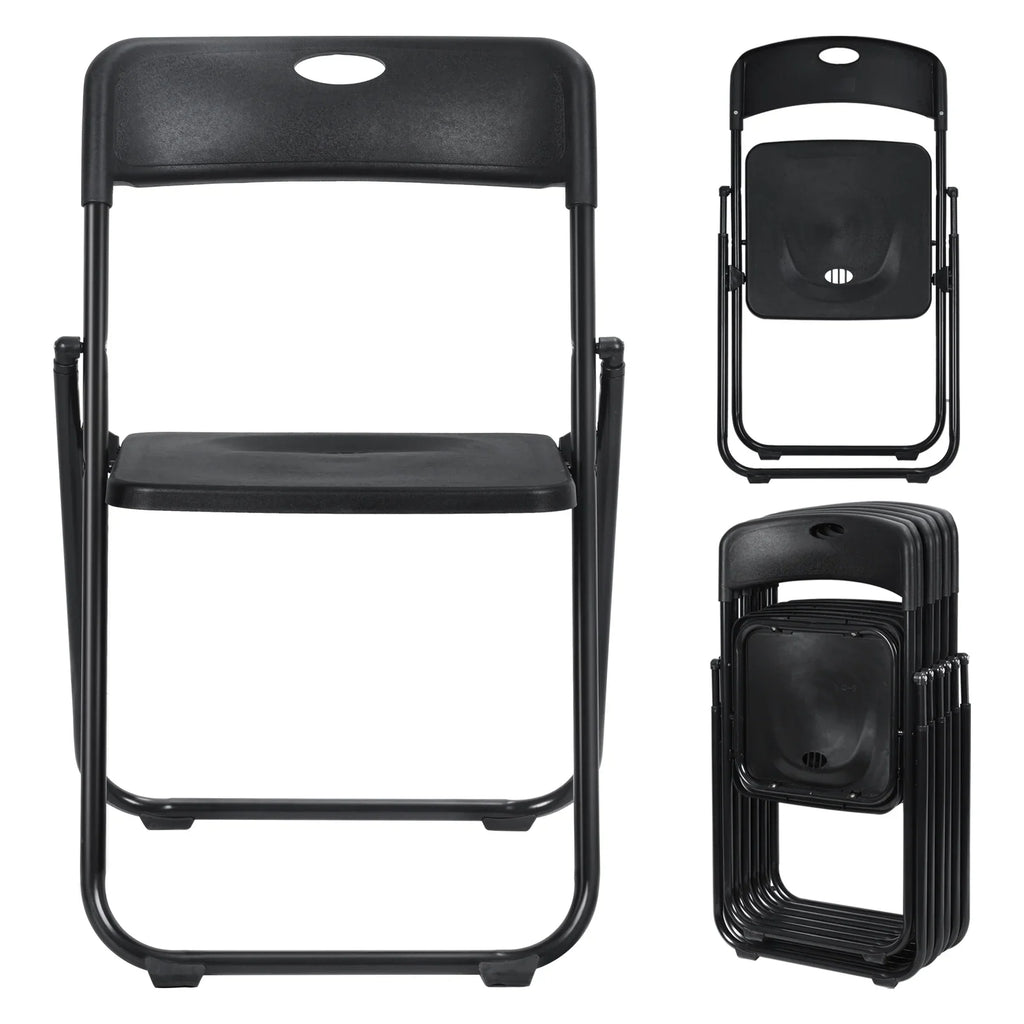 Anvazise Folding Chair 6Pcs/Set Folding Chairs, Staff Backpack Computer Chair, Basics Foldable Plastic Chair, Outdoor Portable Activity Chair, Black (Black)