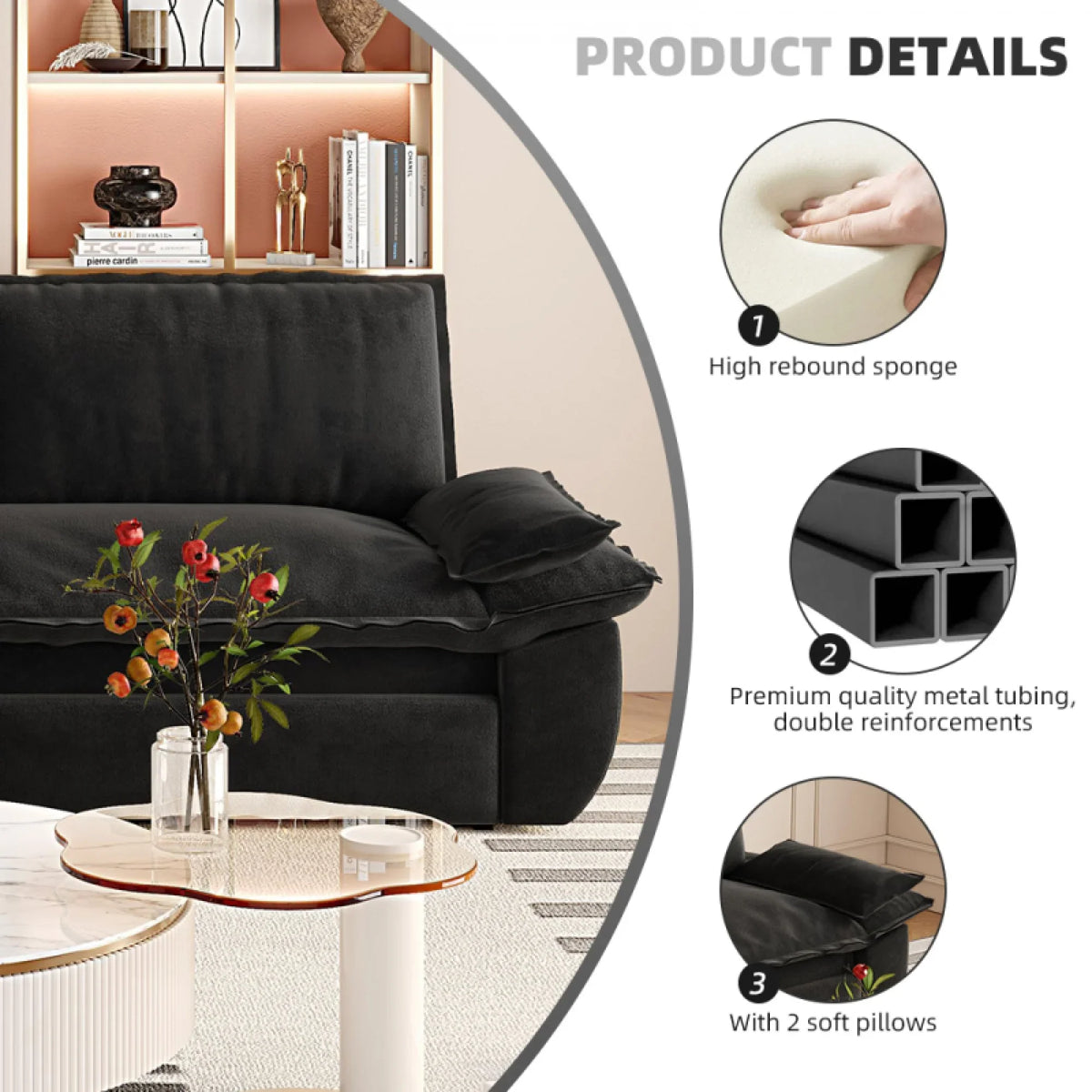 66" Queen Pull Out Sofa Bed, 3-in-1 Convertible Sleeper Sofa with Side Storage,Multi-Functional Velvet Loveseat Bed for Living Room,Bedroom