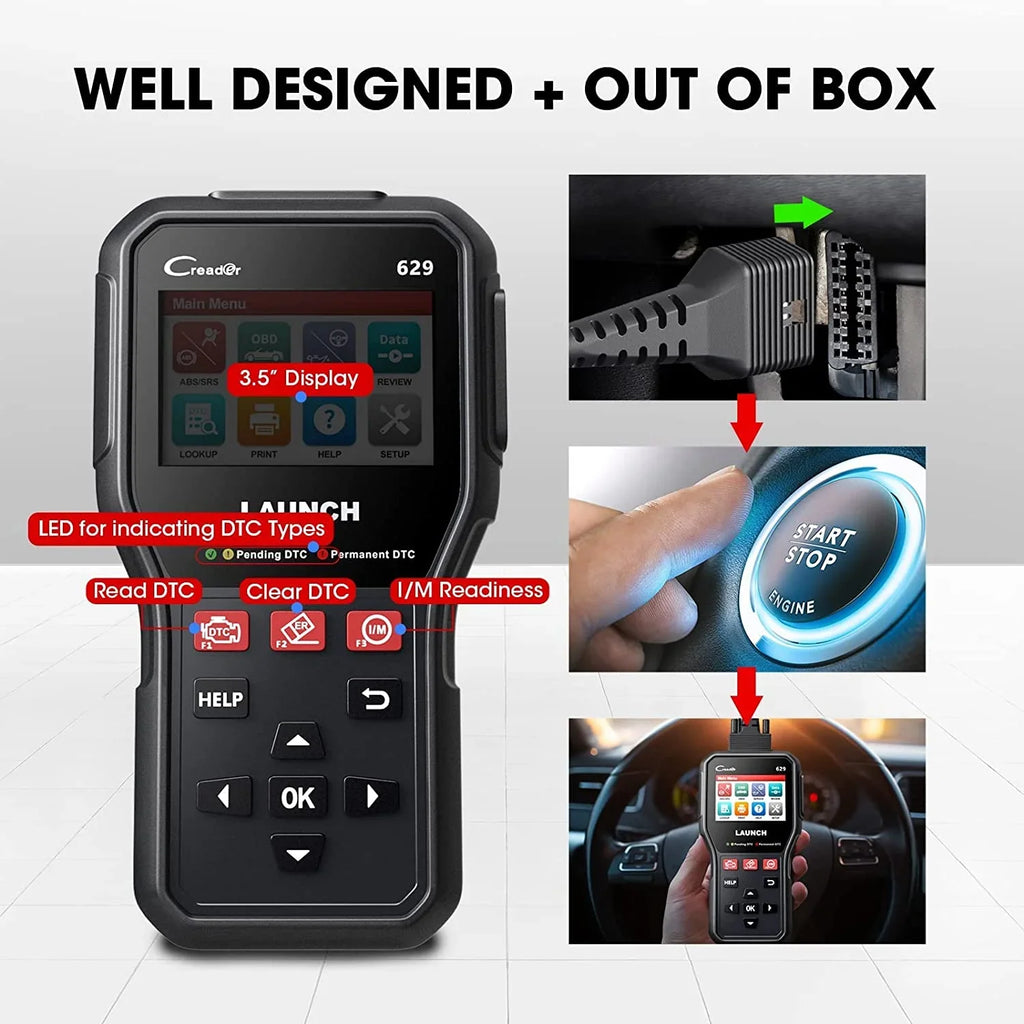 LAUNCH CR629 OBD2 Scanner, Car Diagnostic Tool Full OBD2 Functions Active Tests,Lifetime Free Update