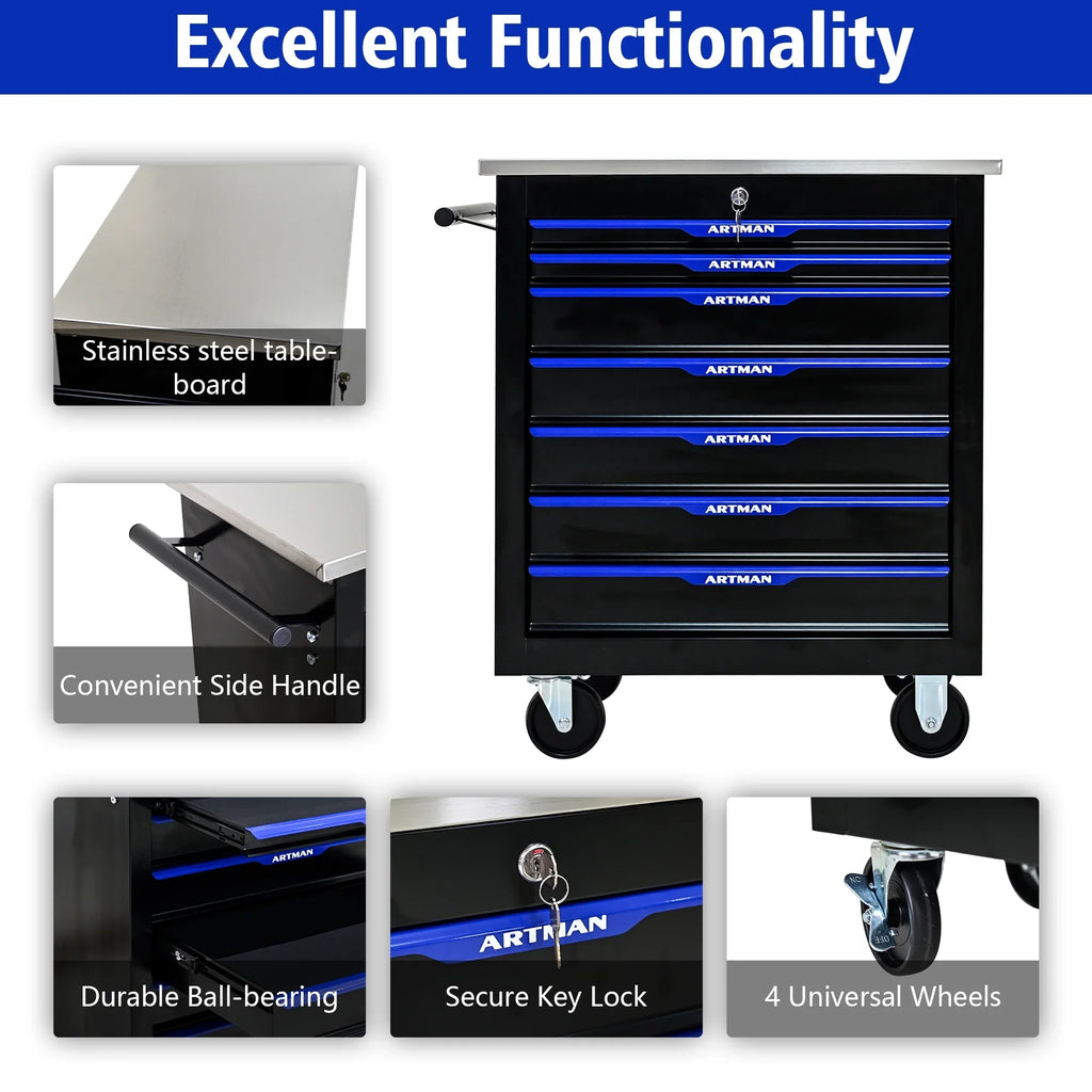 ARTMAN 6-Drawer Tool Storage Chest with Lockable Wheel,6 Drawer Tool Storage Cabinet for Garage, Warehouse, Repair Shop
