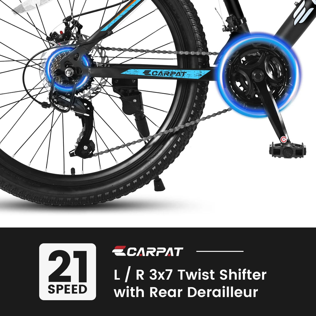 Ambifirner 26" Mountain Bike for Adults & Teens - Shimano 21-Speed Gears, All-Terrain Mechanical Disc Brakes, High-Carbon Steel Suspension Frame MTB Bicycle, 85% Pre-Assembled, Blue