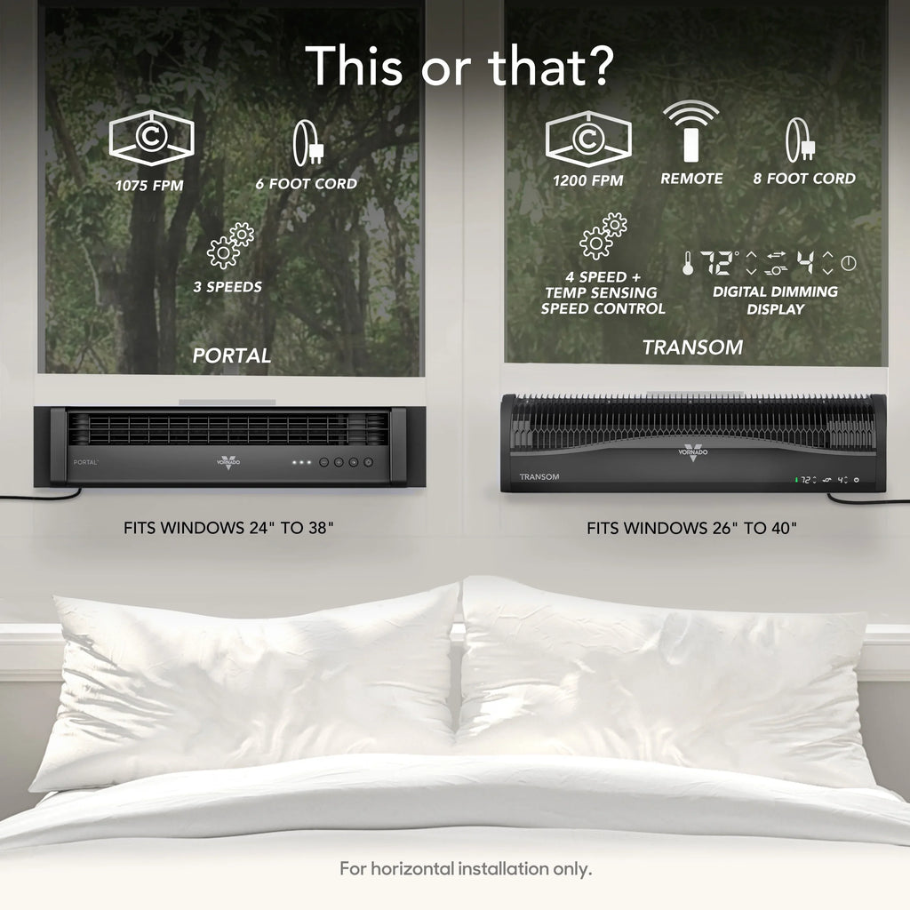 Vornado Portal Window Fan with 3 Speeds, Reversible Exhaust Mode, Weather Resistant, for Kitchen, Bedroom, Home