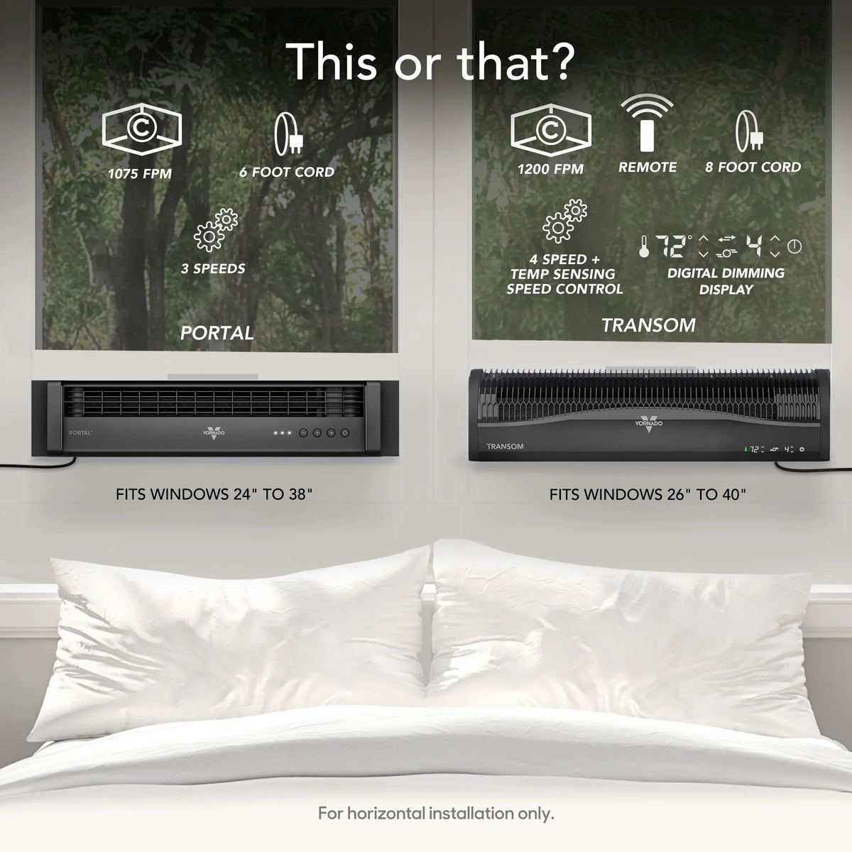Vornado Portal Window Fan with 3 Speeds, Reversible Exhaust Mode, Weather Resistant, for Kitchen, Bedroom, Home