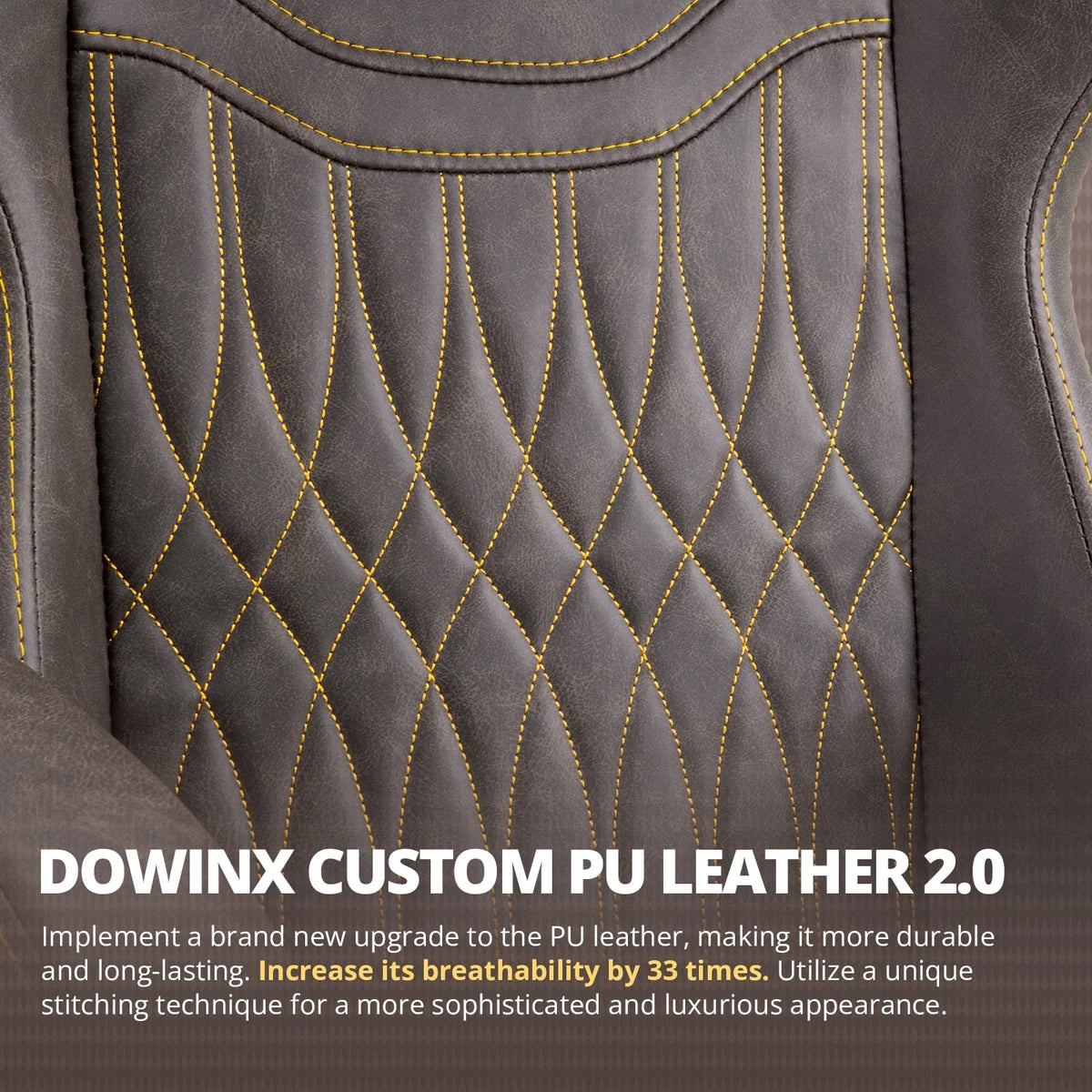 Dowinx Gaming Chair Breathable PU Leather Gamer Chair with Pocket Spring Cushion, Ergonomic Computer Chair with Massage Lumbar Support,Adjustable Swivel Task Chair with Footrest(Brown)
