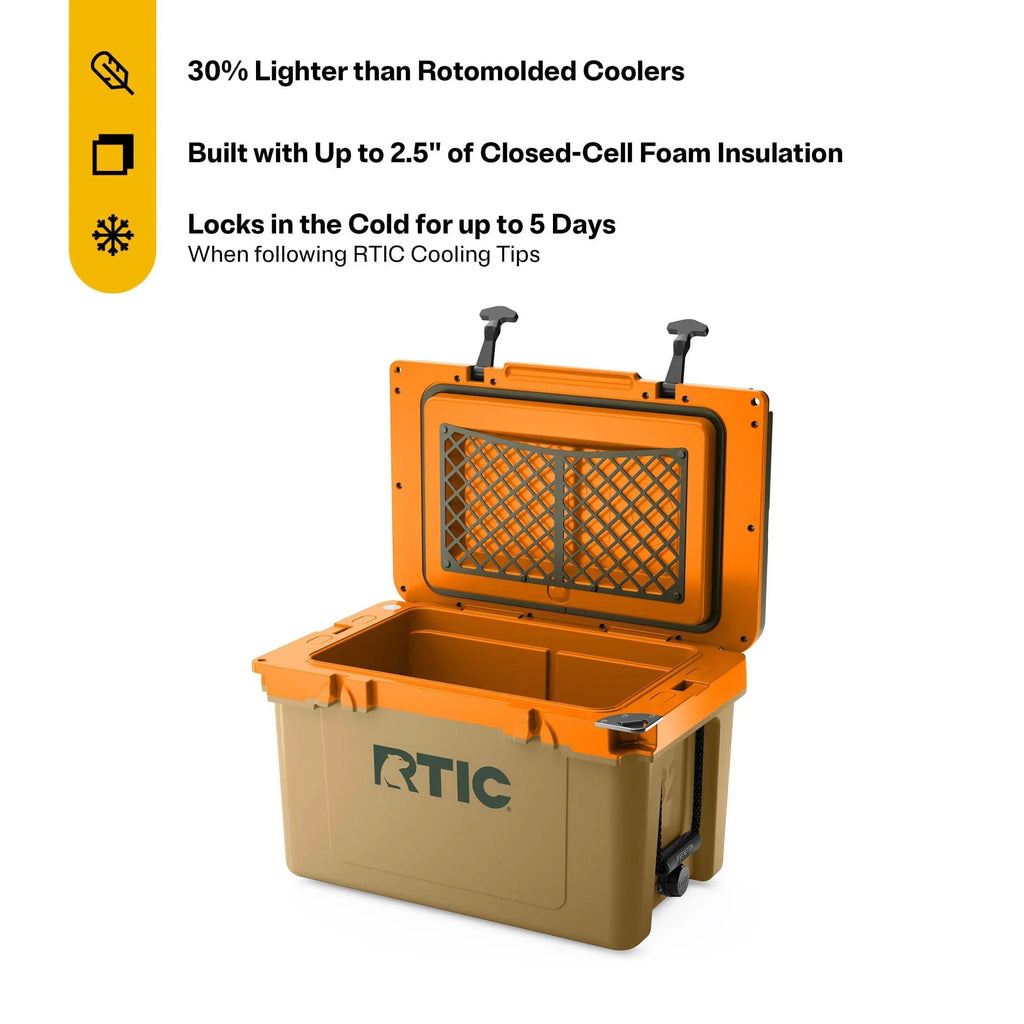 RTIC 32 QT Ultra-Light Hard-Sided Ice Chest Cooler, Fits 48 Cans, Dark Grey & Cool Grey