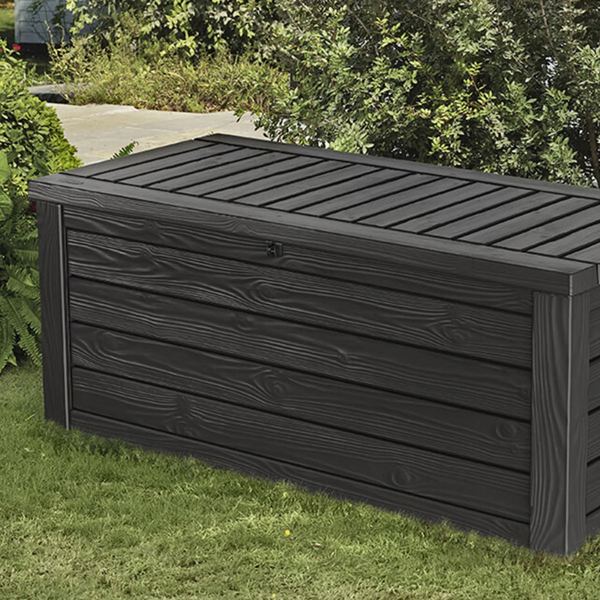 Keter Westwood Outdoor 150 Gallon Deck Storage Box for Tools, Grey (2 Pack)