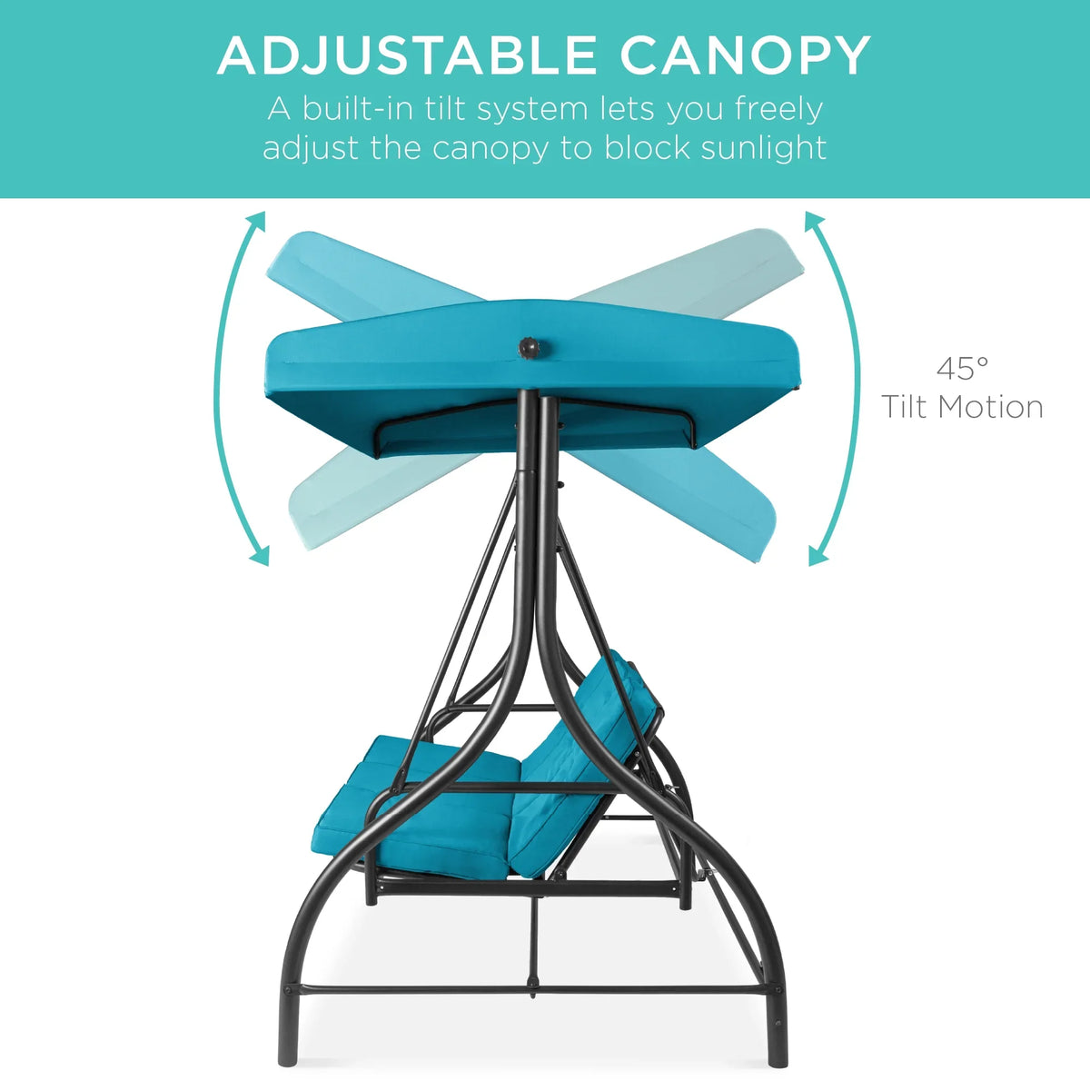 Best Choice Products 3-Seat Outdoor Converting Canopy Swing Glider Patio Hammock w/ Removable Cushions - Burgundy