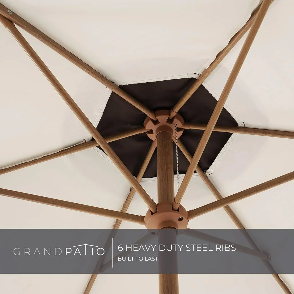 Grand Patio Ourdoor 9 ft Patio Umbrella with Fringe Tessels Market Umbrella & Push Button Tilt & Crank