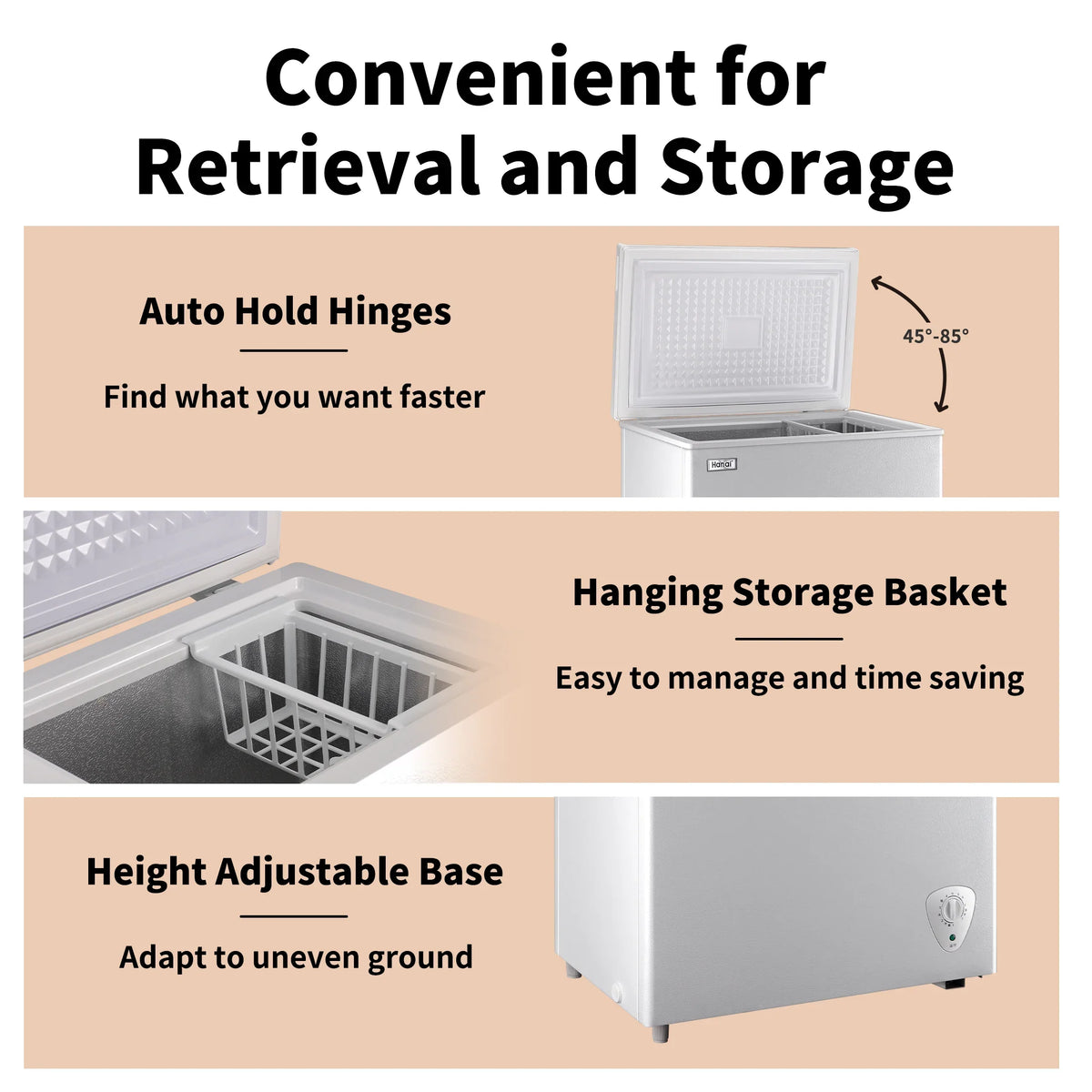 WANAI Chest Freezer 3.5 Cu.ft, Deep Freezer with Top Open Door,White