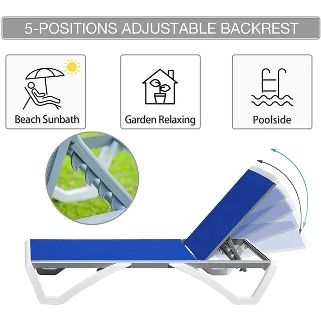 Domi Outdoor Living Chaise Lounge Chair Aluminum Adjustable Pool Lounge Chair"With All-Weather Textilene for Deck, Lawn, Backyard "1 Grey Chair"