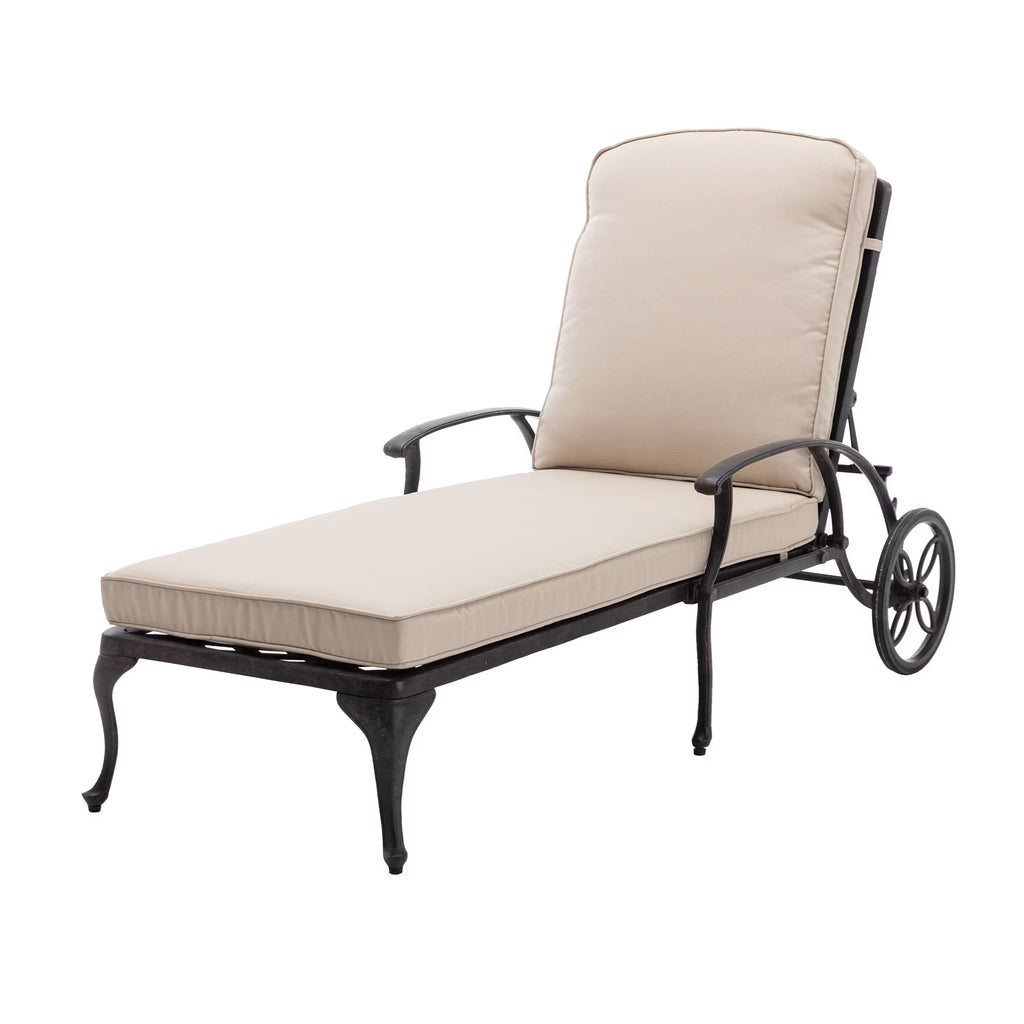 Homefun Aluminum Weatherproof Outdoor Chaise Lounge, Antique Bronze