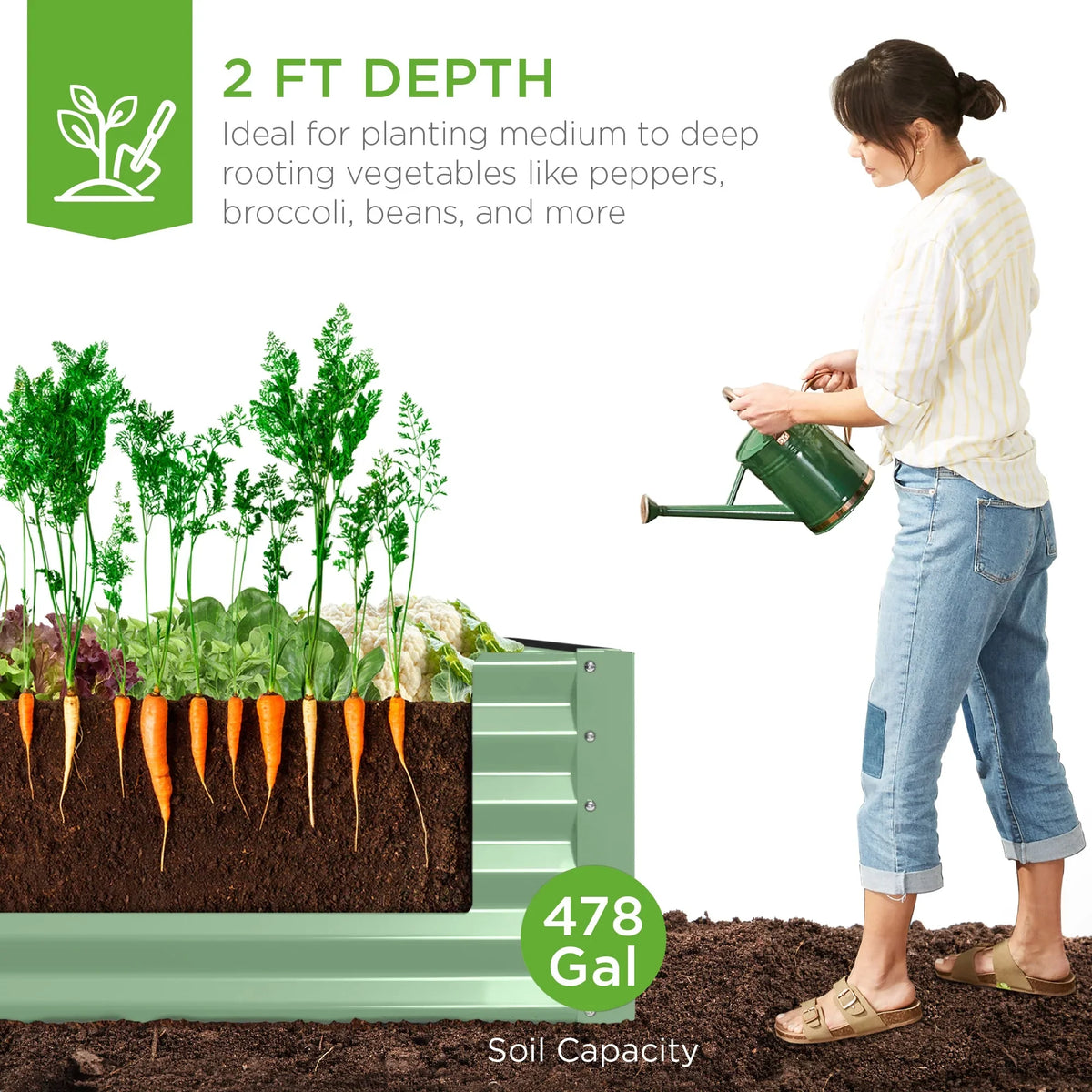 Best Choice Products 8x4x2ft Outdoor Metal Raised Garden Bed, Planter Box for Vegetables, Flowers, Herbs - Gray