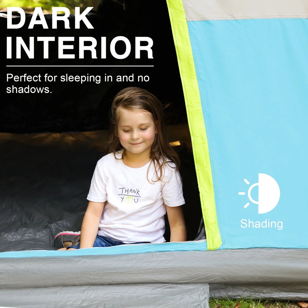 EVER ADVANCED 6 Person Blackout Camping Tent, Instant Family Tents, 60 s Quick Setup, Water-Resistant, Blue