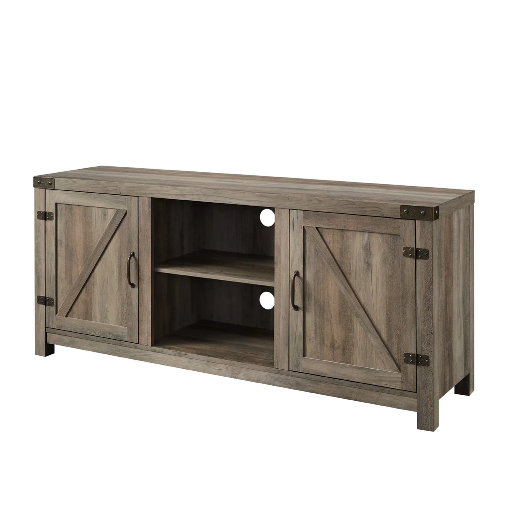 Walker Edison Modern Farmhouse Barn Door TV Stand for TVs up to 65", Grey Wash
