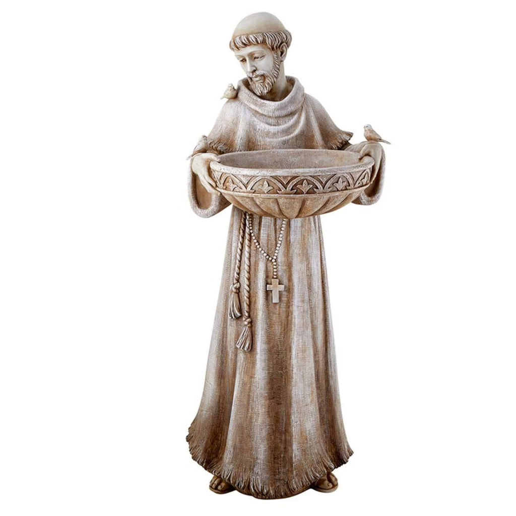 Saint Francis Bird Bath & Feeder Statue, Outdoor D"?cor, 24 Inches