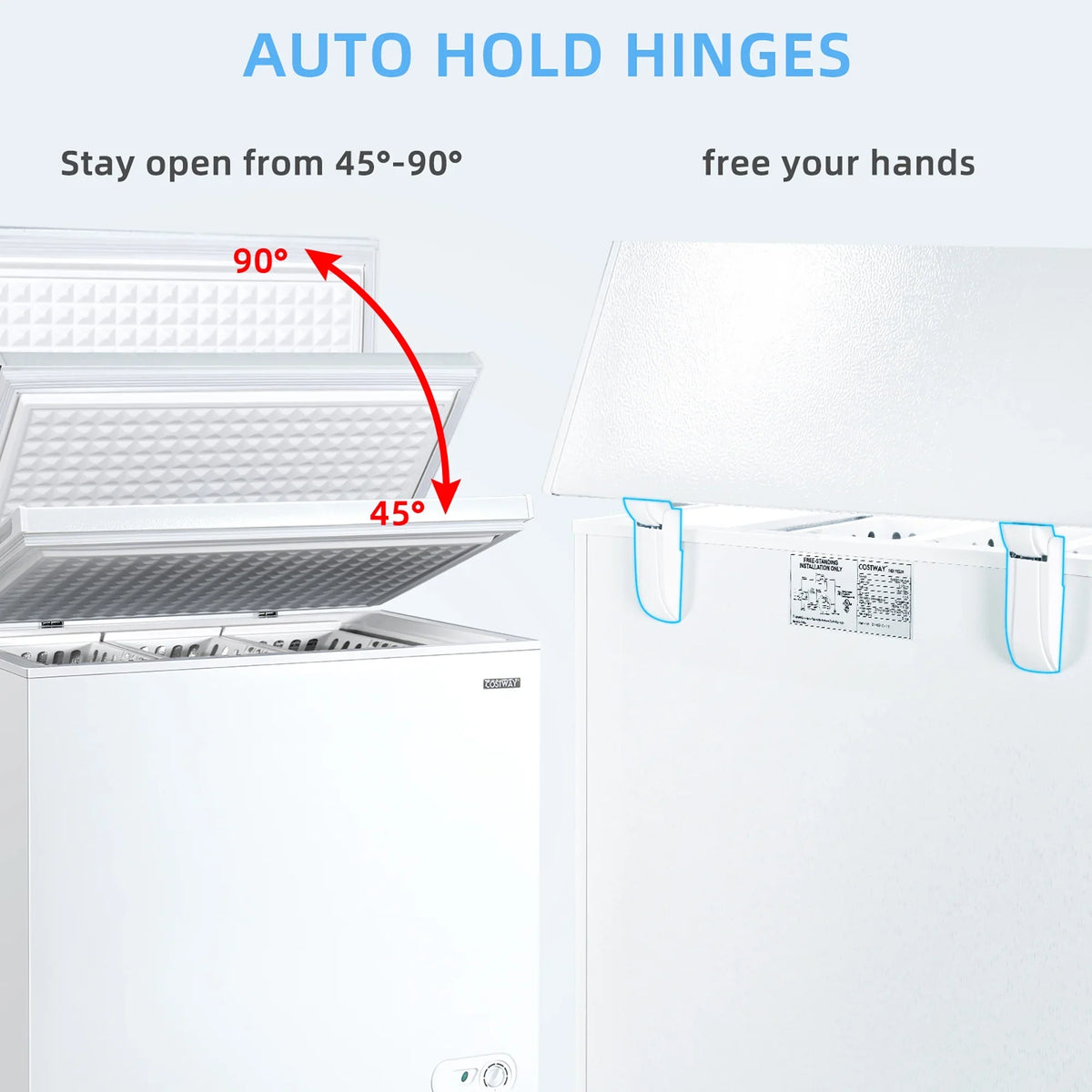 Costway 5.2 Cu.ft Chest Freezer Upright Single Door Refrigerator w/ 3 Baskets