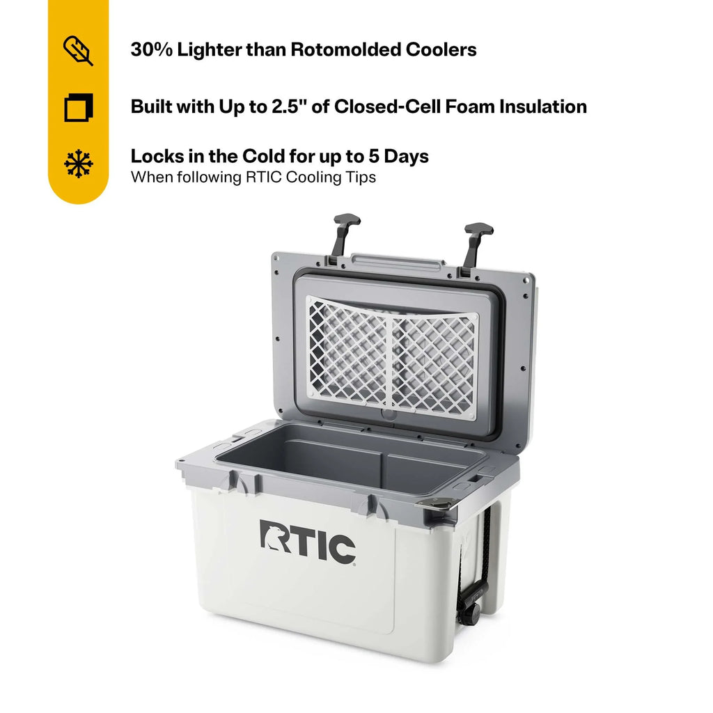 RTIC 32 QT Ultra-Light Hard-Sided Ice Chest Cooler, Fits 48 Cans, Dark Grey & Cool Grey