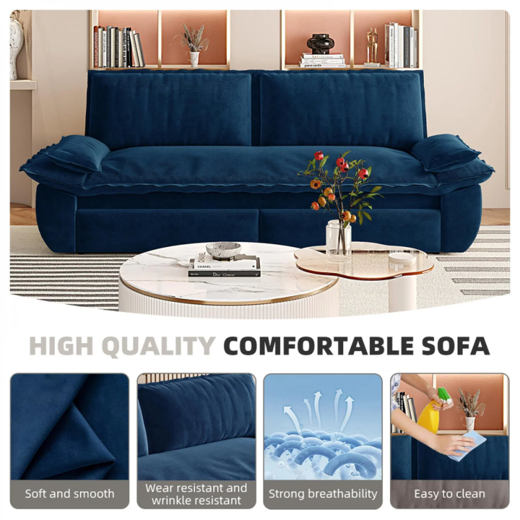 66" Queen Pull Out Sofa Bed, 3-in-1 Convertible Sleeper Sofa with Side Storage,Multi-Functional Velvet Loveseat Bed for Living Room,Bedroom