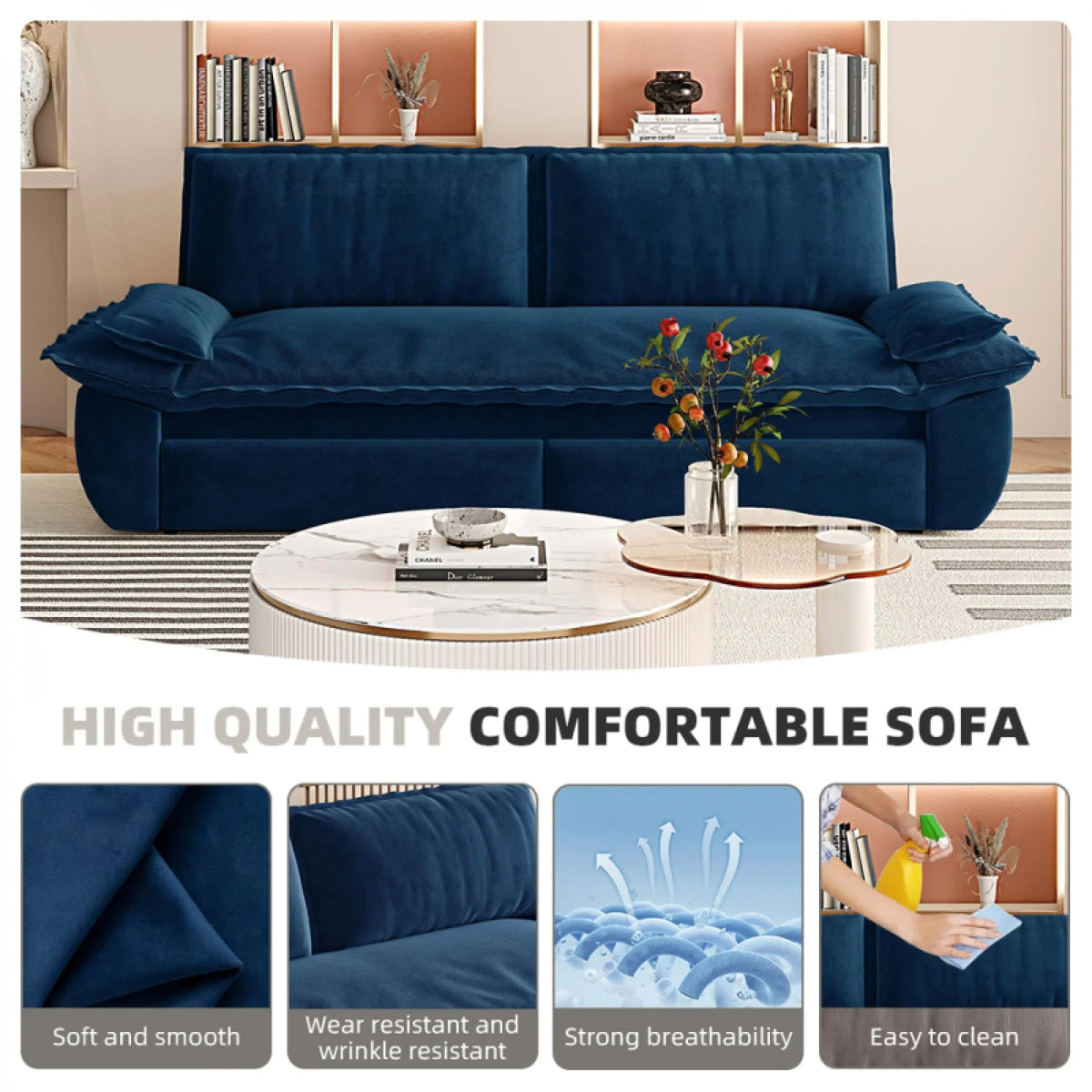 66" Queen Pull Out Sofa Bed, 3-in-1 Convertible Sleeper Sofa with Side Storage,Multi-Functional Velvet Loveseat Bed for Living Room,Bedroom