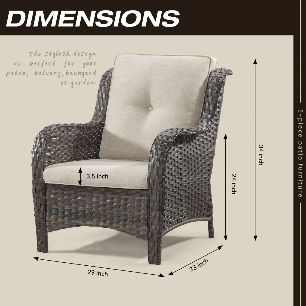 MeetLeisure 3 Pieces Outdoor Furniture Patio Furniture Set with One 3-Seat Sofa, Two ArmChairs, Navy