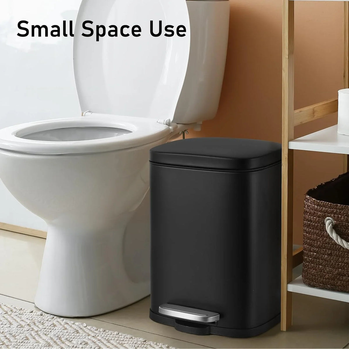 Arlopu Step Trash Can Combo Set, 13.2 Gallon & 1.3 Gallon, Stainless Steel Garbage Bin with Foot Pedal for Kitchen, Home, Office, Soft-Close Lid