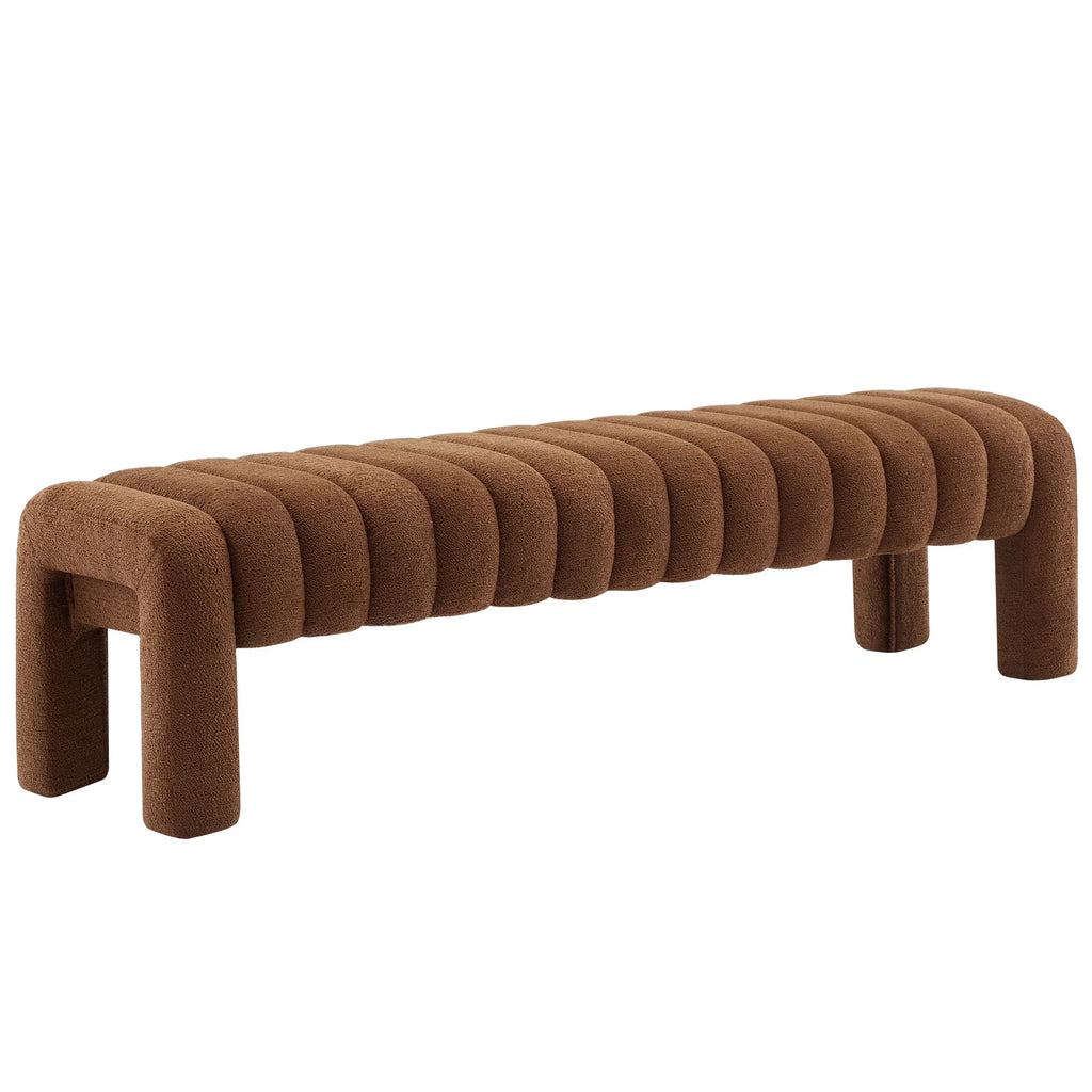 Zesthouse 63" End of Bed Bench, Linen Tufted Upholstered Ottoman Bench with Padded Seat and Solid Wood Leg, Modern Entryway Bench for Bedroom, Living Room, Beige