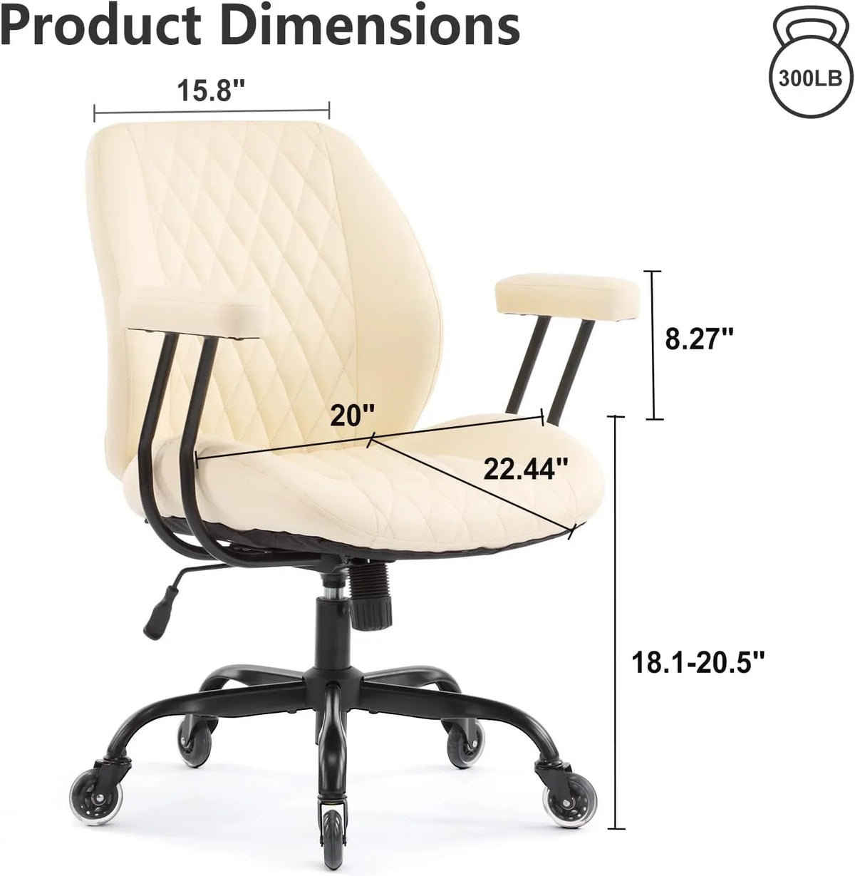 QW Home Office Desk Chair Office Rubber Casters Ergonomic Computer Chair with Lumbar Support Adjustable Height Rolling Swivel Executive Task Armrests Chair. Brown Leather