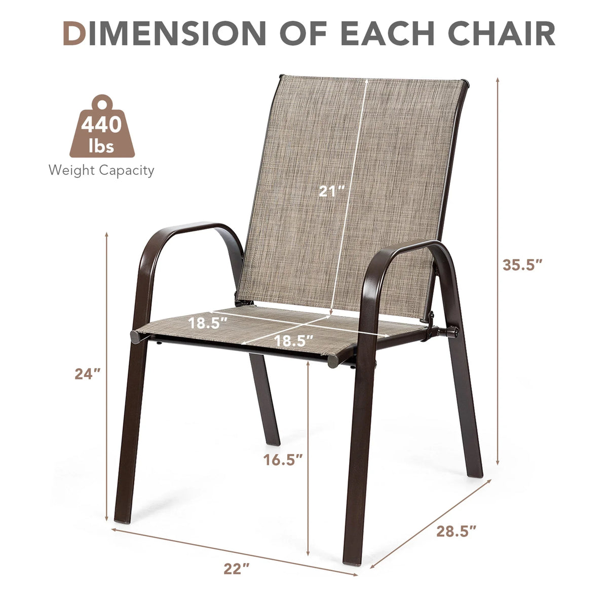 Gymax Set of 4 Patio Chairs Dining Chairs w/ Steel Frame Yard Outdoor Grey