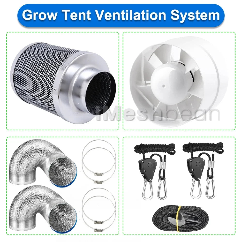 iMeshbean Upgraded 24"x24"x55" Complete Grow Tent Kit w/LED Full Spectrum Grow Light+Ventilation Inline Fan+Carbon Filter+Timer+Thermostat