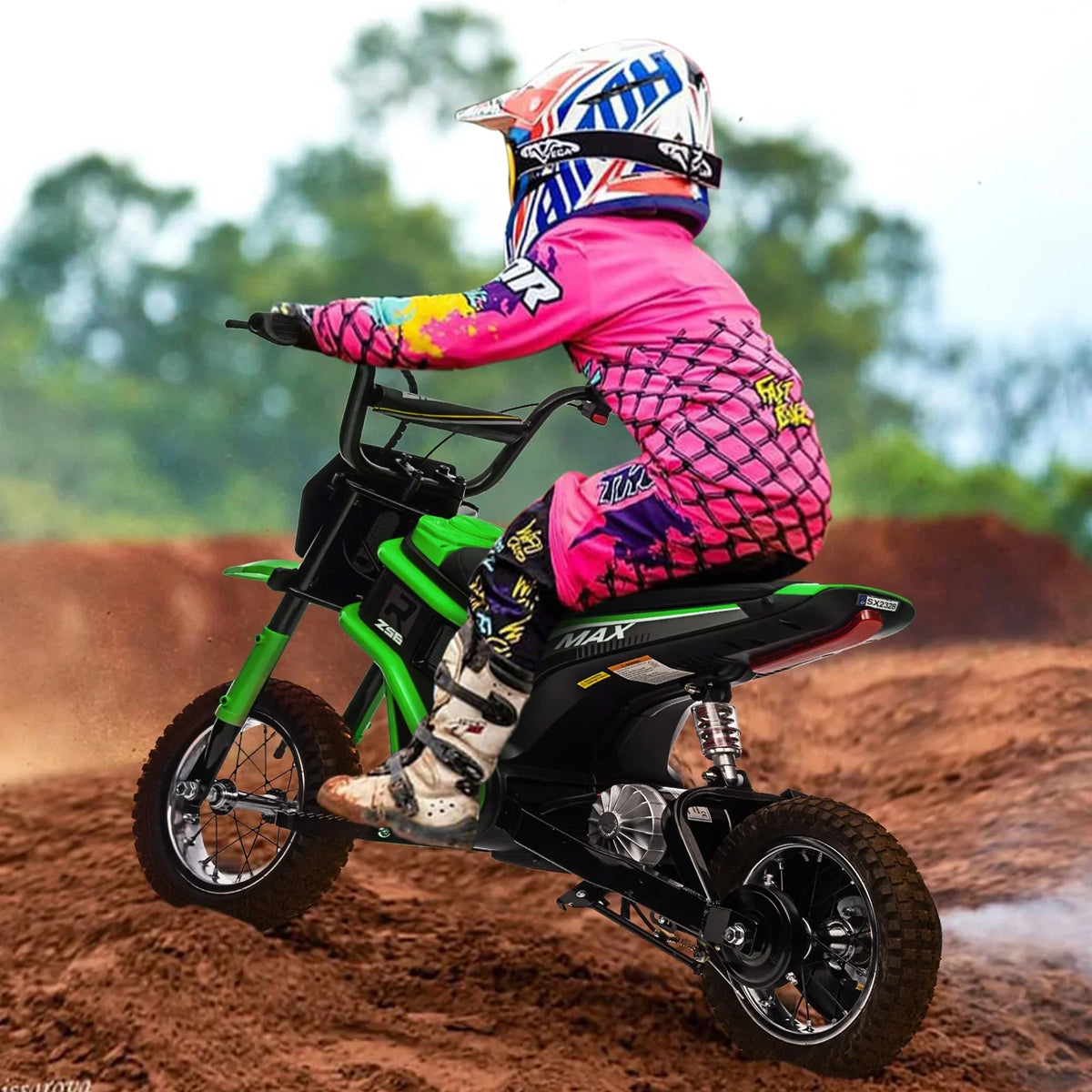 Kids Electric Dirt Bike,Electric-Powered Bike,2 Speed Settings,14.29 MPH Max,All-Terrain Electric Motorcycle for Ages 6-12,High-Speed Electric Dirt Bike for Kids,24V 350W