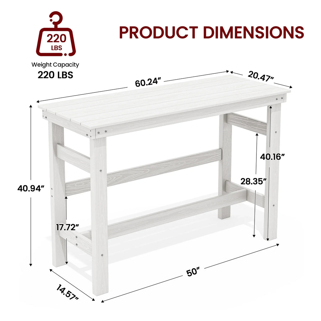SERWALL 41" Outdoor Bar Table, HDPE All Weather Adirondack Outdoor Bar Height Table, Navy