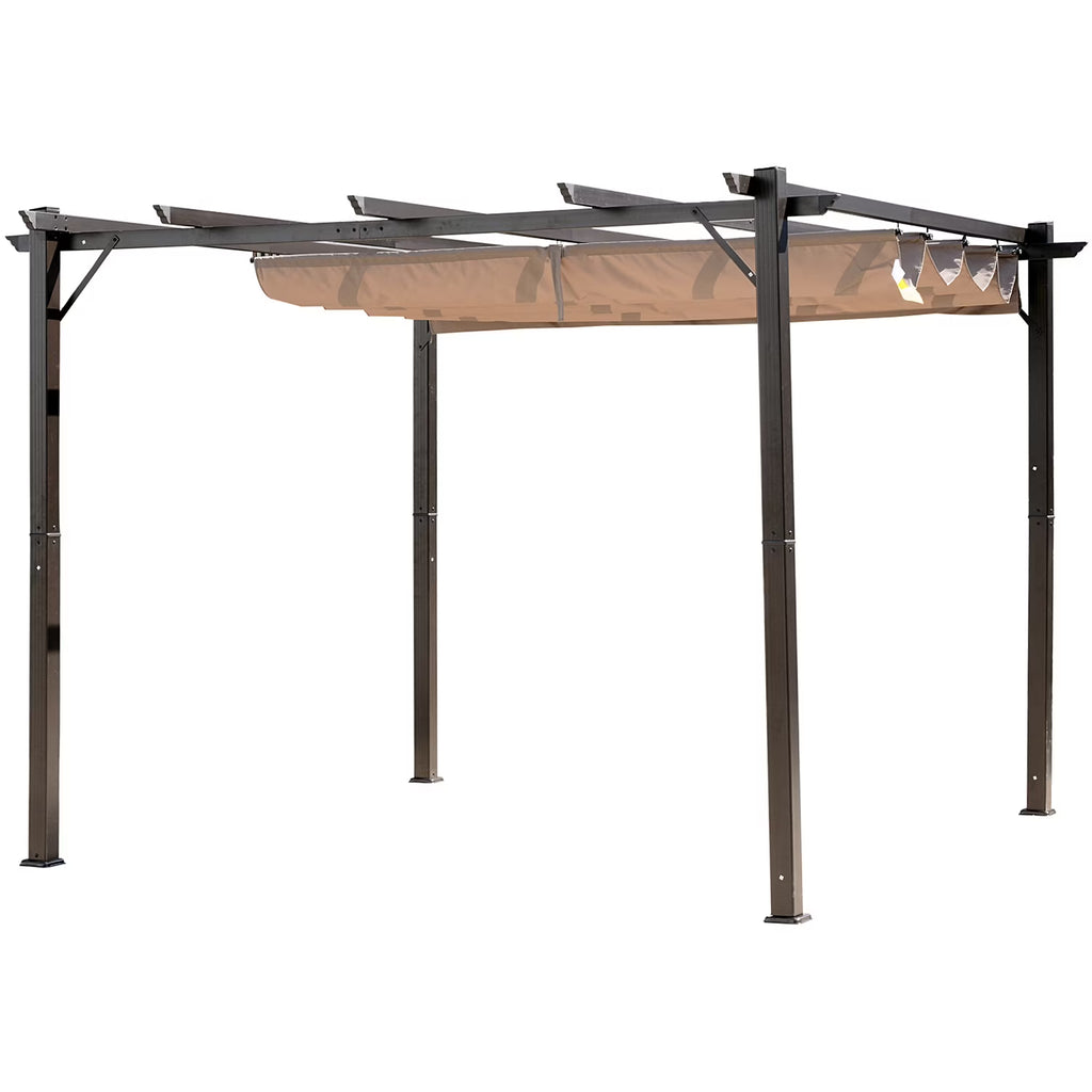Outsunny 10' x 10' Pergola with Retractable Shade Canopy, Aluminum, Gray