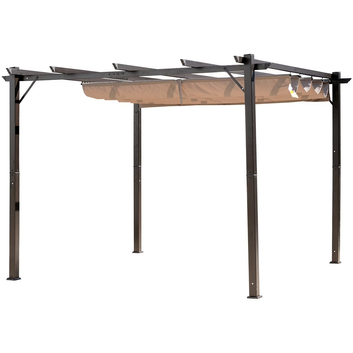 Outsunny 10' x 10' Pergola with Retractable Shade Canopy, Aluminum, Gray