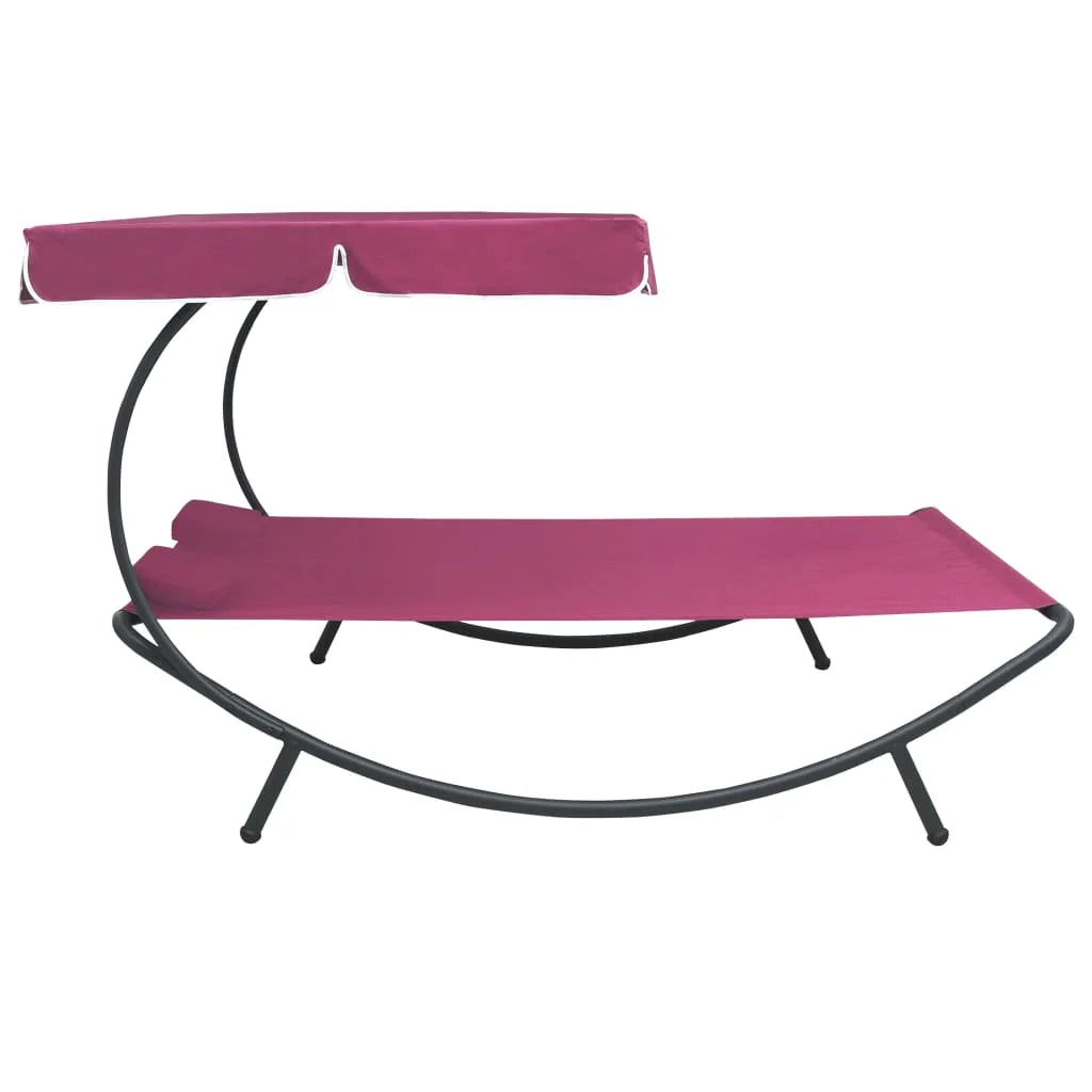 vidaXL Outdoor Double Chaise Lounge Patio Lounge Bed with Canopy and Pillows