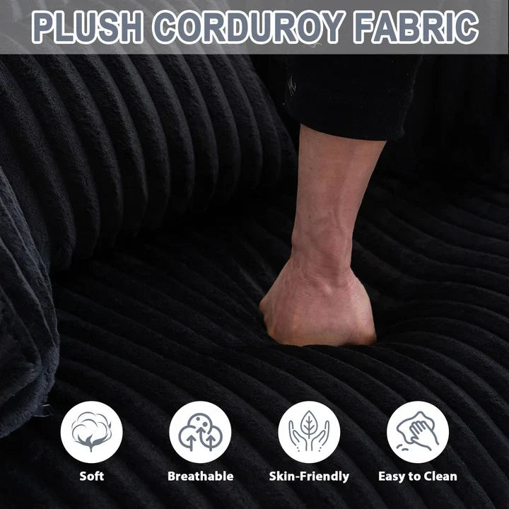 FFH Modern Corduroy Futon Sofa Bed with Adjustable Backrest,Convertible Loveseat Sleeper,Soft Couch with Drop-Down Table and Cup Holder for Living room,Pink