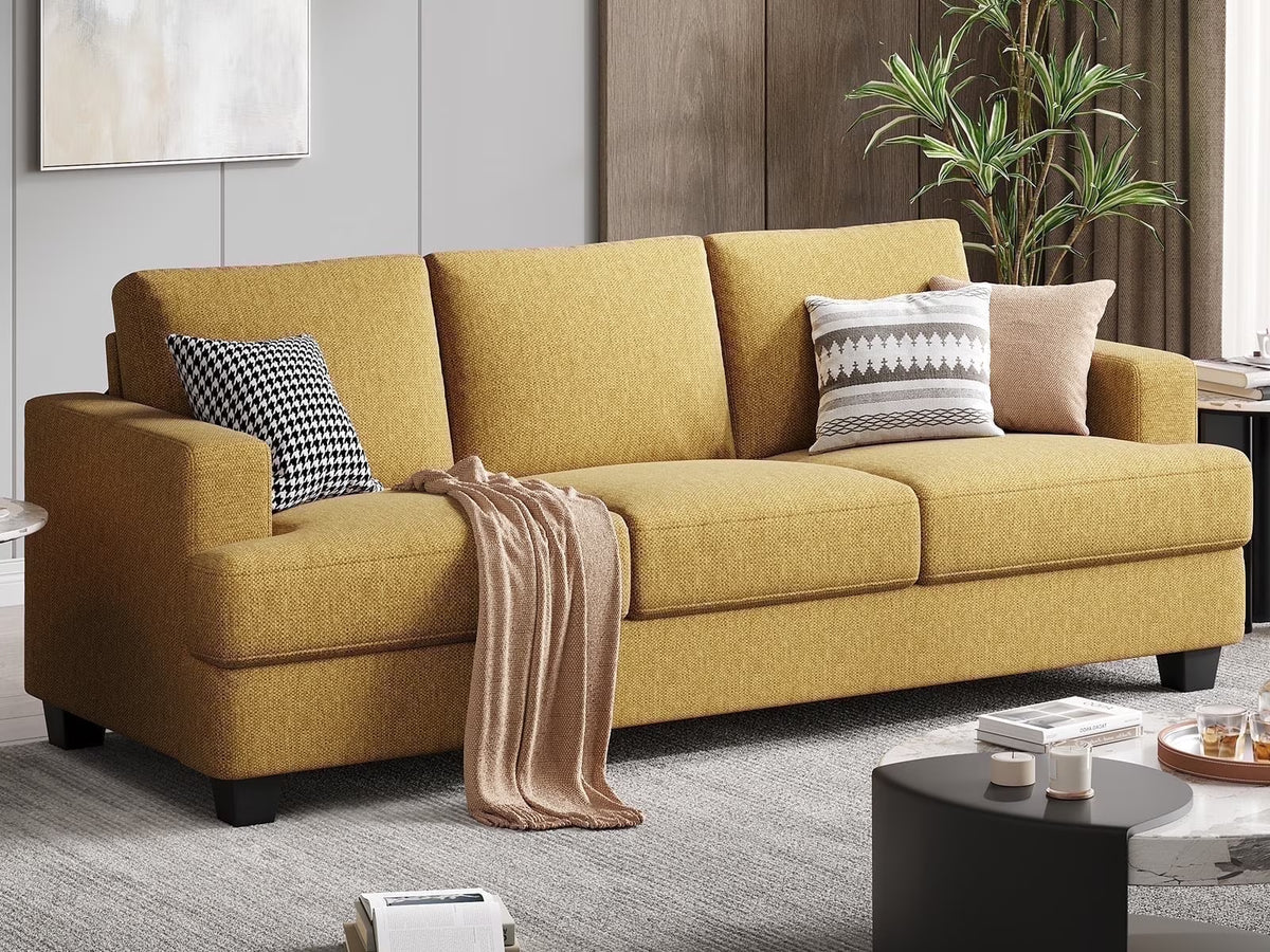 BLAZANT 3 Seater Sofa Oversize, 89" Extra Large Size Sofa Couch with Extra Deep Seats, Modern Loveseat Sofa, Comfortable Fabric, Easy to Install, for Living Room Apartment Lounge, Brown