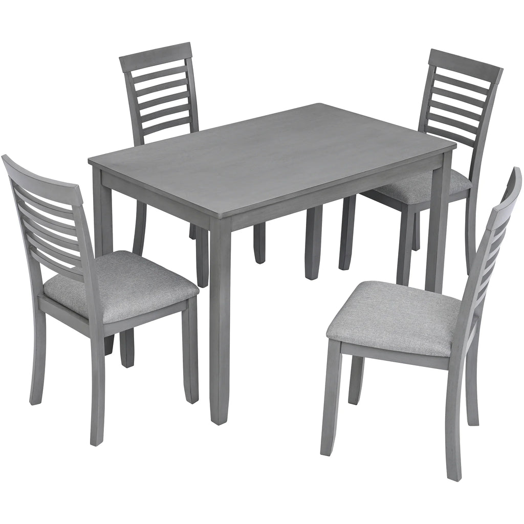 Sesslife 5 Piece Dining Set with One Rectangle Table and 4 Upholstered Chairs for 4 Persons, Dining Room Table Set for Small Place(Table+4 Chairs)
