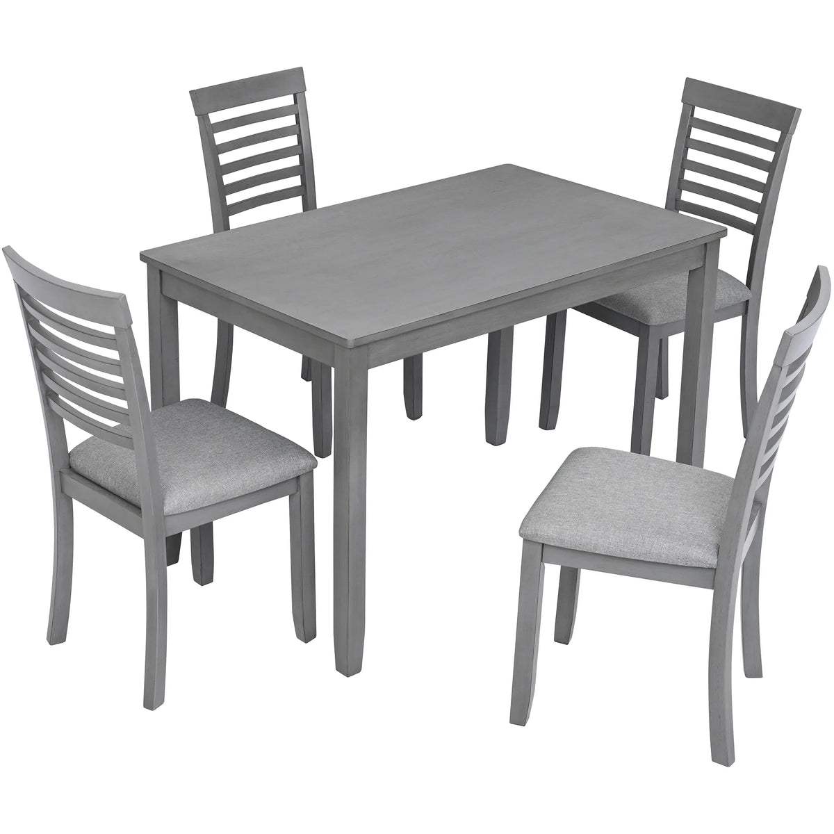 Sesslife 5 Piece Dining Set with One Rectangle Table and 4 Upholstered Chairs for 4 Persons, Dining Room Table Set for Small Place(Table+4 Chairs)