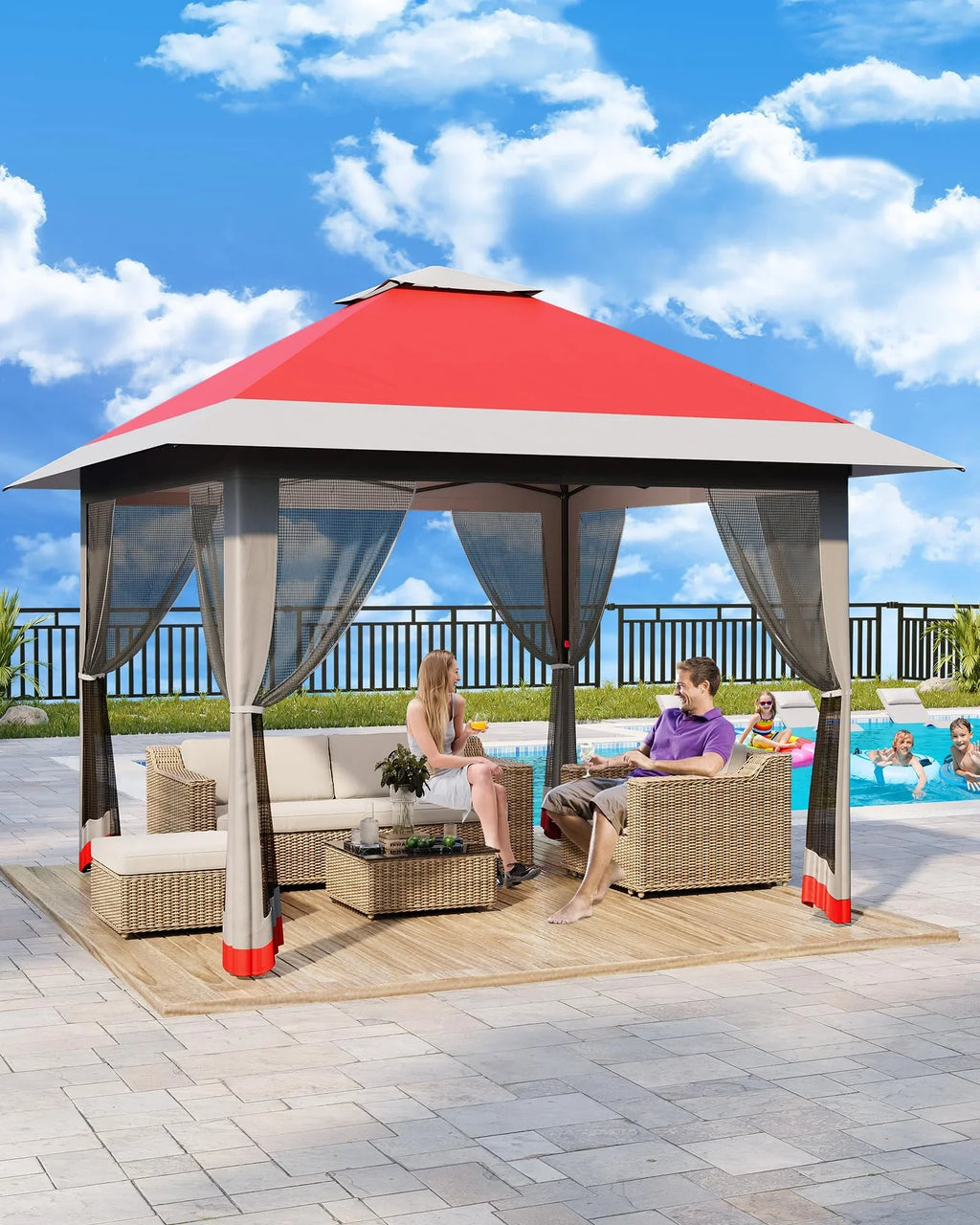 Accreate 13' X 13' Outdoor Patio Gazebo,Outdoor Canopy Tent with Mosquito Netting,Backyard Tent for Party, Wedding, Outdoor Dining, Patio, Backyard