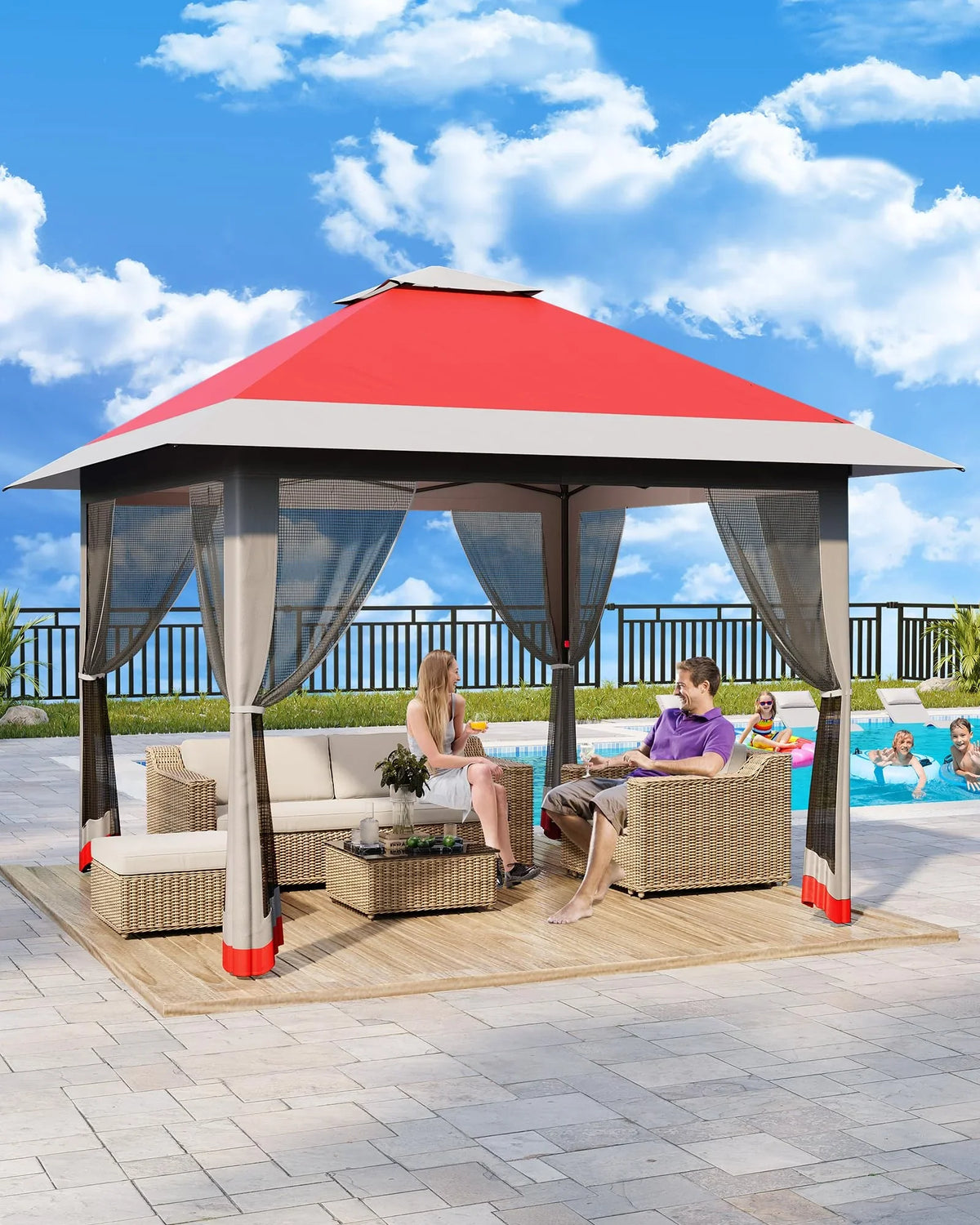Accreate 13' X 13' Outdoor Patio Gazebo,Outdoor Canopy Tent with Mosquito Netting,Backyard Tent for Party, Wedding, Outdoor Dining, Patio, Backyard