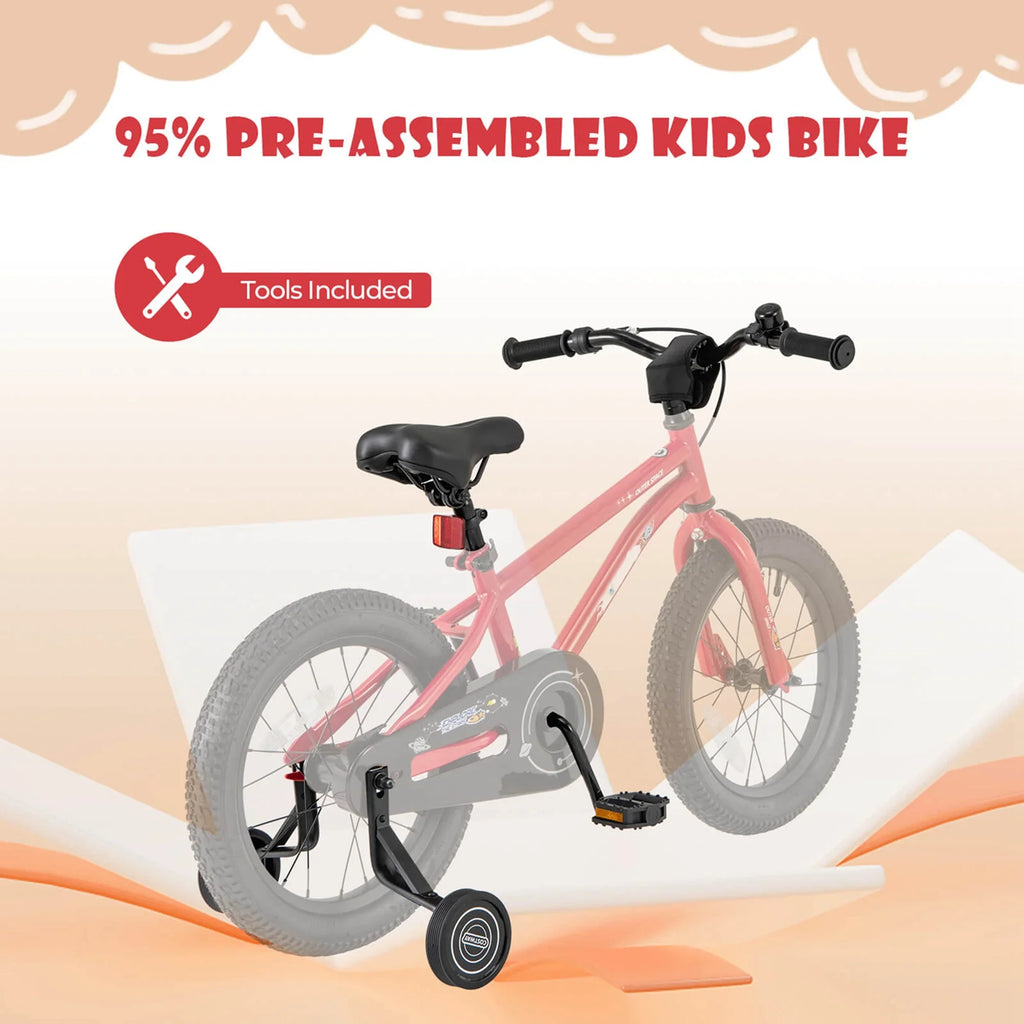 Costway 16-Inch Kid’s Bike for 4-7 Years Old with Adjustable Saddle & Anti-slip Handlebar Black