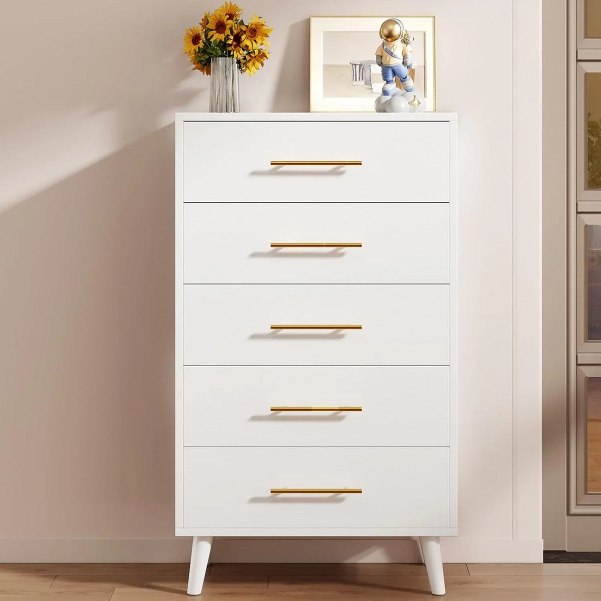 Lofka Queen Bedroom Furniture Set with Wingback Bed Frame, 2-Drawer Nightstand, 5-Drawer Dresser, 6-Drawer Dresser