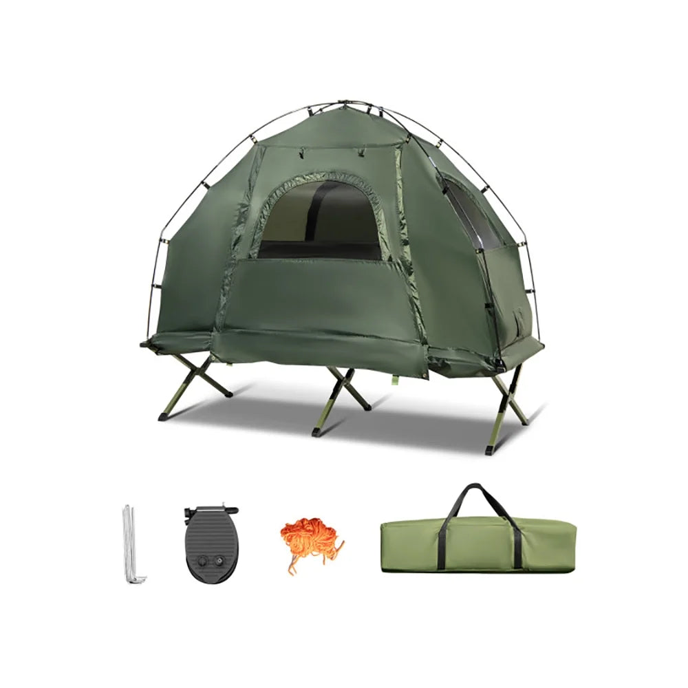 GVN Folding Camping Tent with Air Mattress, Polyester